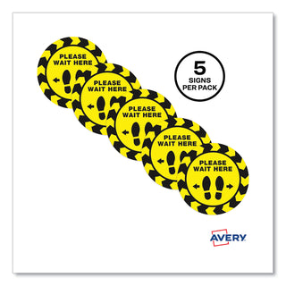 social-distancing-floor-decals-105-dia-please-wait-here-yellow-black-face-black-graphics-5-pack_ave83020 - 2