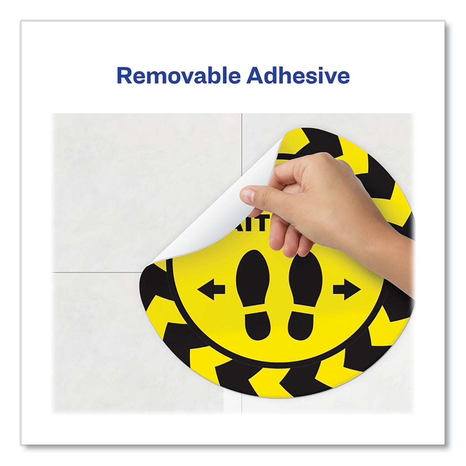 social-distancing-floor-decals-105-dia-please-wait-here-yellow-black-face-black-graphics-5-pack_ave83020 - 5