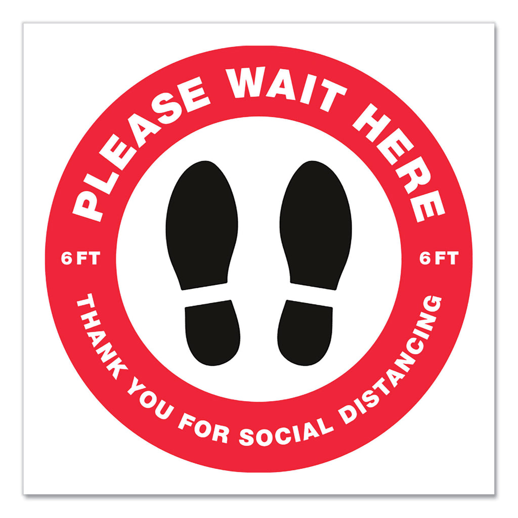 social-distancing-floor-decals-105-dia-please-wait-here-red-white-face-black-graphics-5-pack_ave83090 - 1