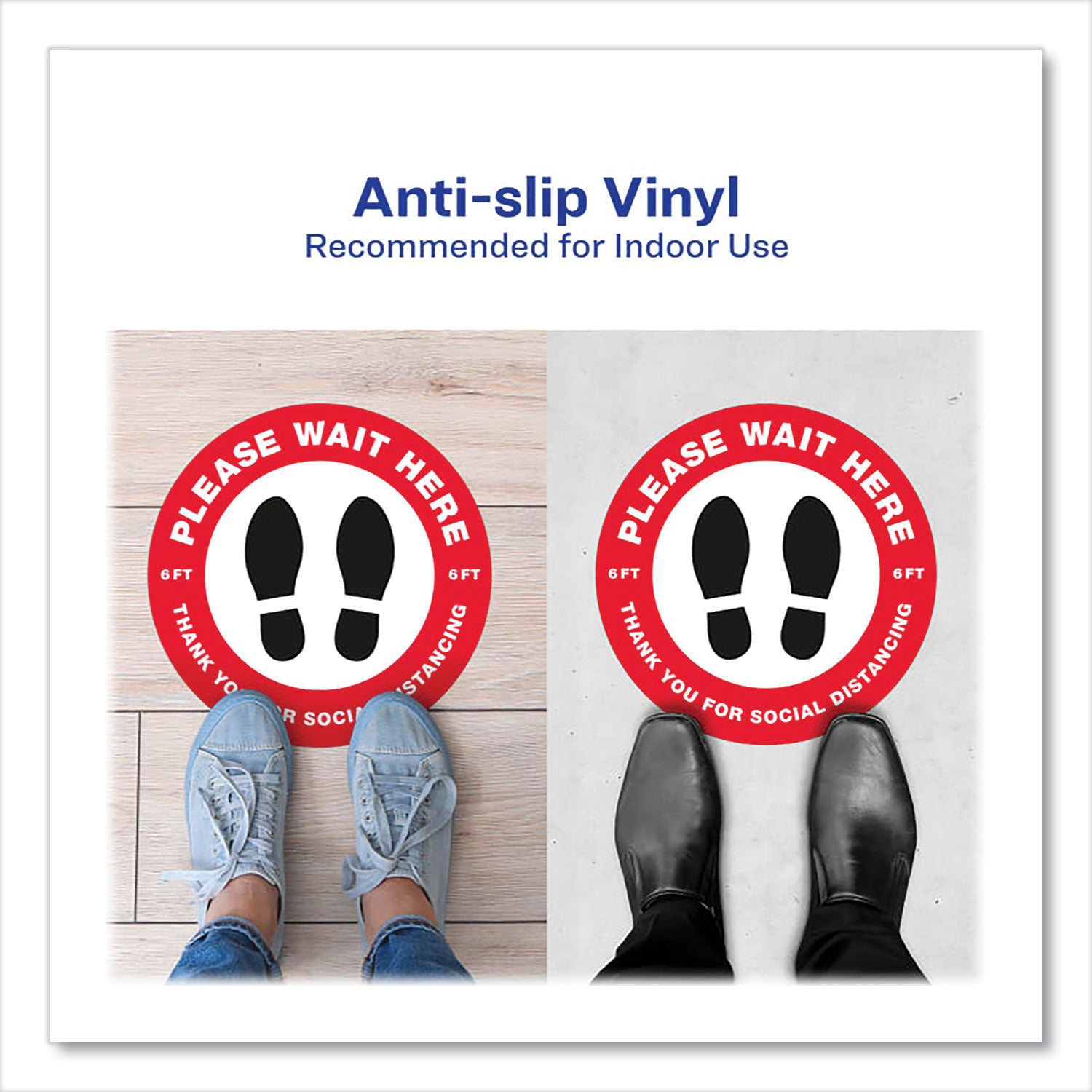 social-distancing-floor-decals-105-dia-please-wait-here-red-white-face-black-graphics-5-pack_ave83090 - 5