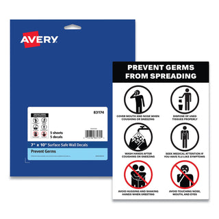 preprinted-surface-safe-wall-decals-7-x-10-prevent-germs-from-spreading-white-black-face-black-graphics-5-pack_ave83174 - 1