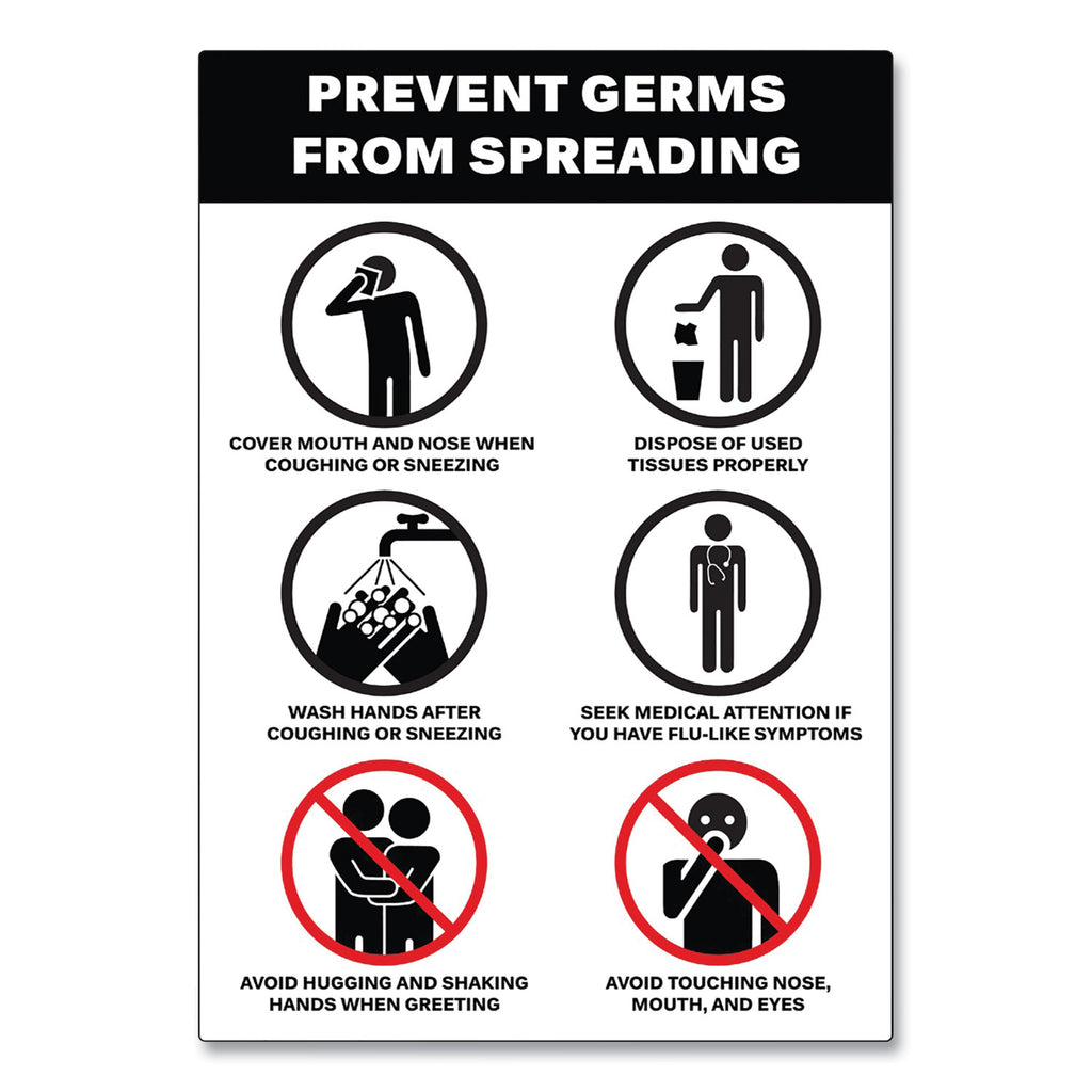 preprinted-surface-safe-wall-decals-7-x-10-prevent-germs-from-spreading-white-black-face-black-graphics-5-pack_ave83174 - 2