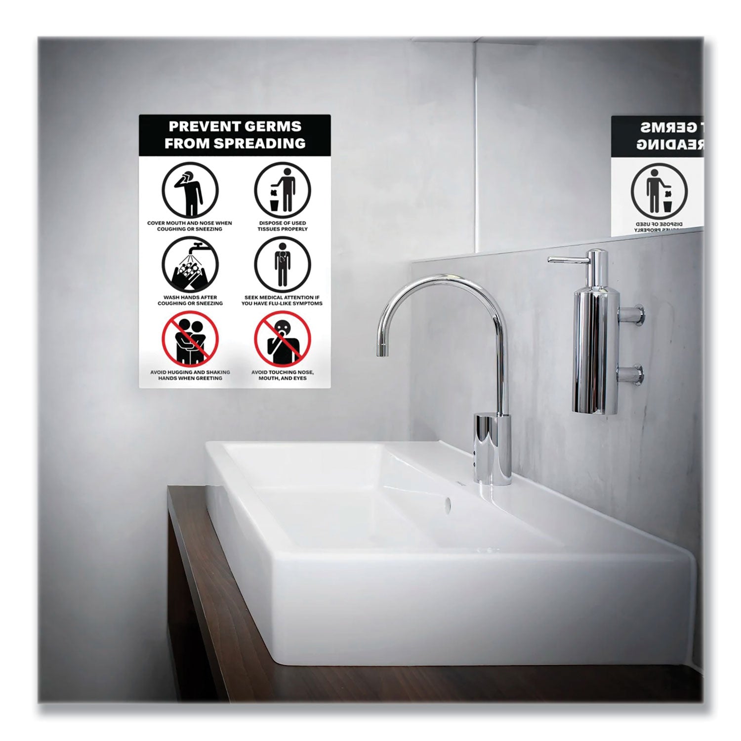 preprinted-surface-safe-wall-decals-7-x-10-prevent-germs-from-spreading-white-black-face-black-graphics-5-pack_ave83174 - 3