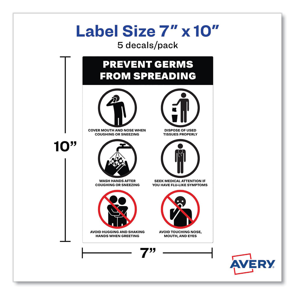 preprinted-surface-safe-wall-decals-7-x-10-prevent-germs-from-spreading-white-black-face-black-graphics-5-pack_ave83174 - 4