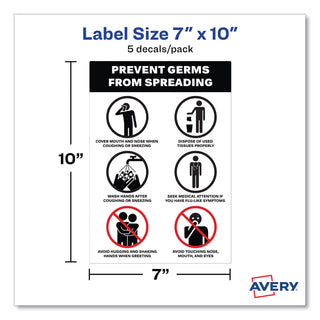 preprinted-surface-safe-wall-decals-7-x-10-prevent-germs-from-spreading-white-black-face-black-graphics-5-pack_ave83174 - 4