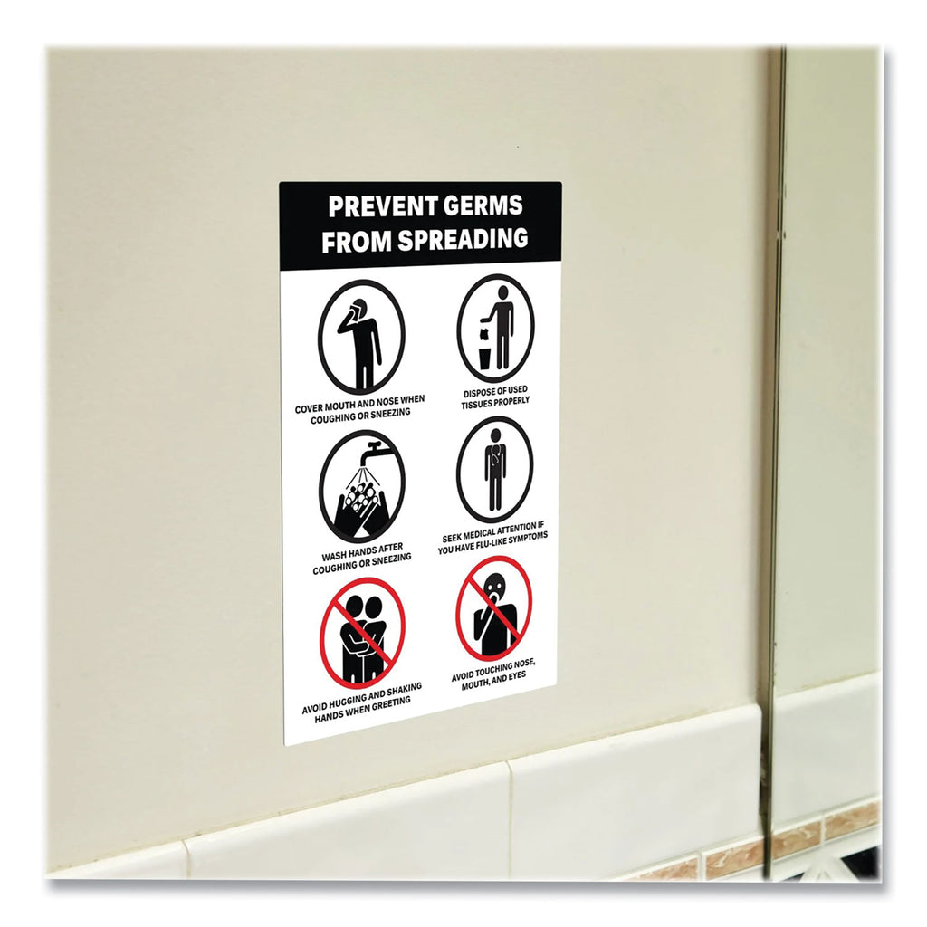 preprinted-surface-safe-wall-decals-7-x-10-prevent-germs-from-spreading-white-black-face-black-graphics-5-pack_ave83174 - 5