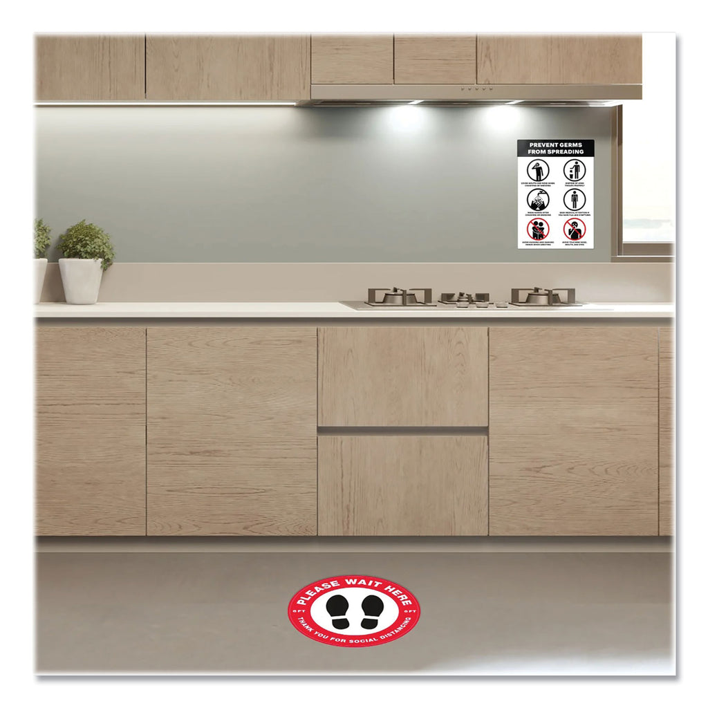 preprinted-surface-safe-wall-decals-7-x-10-prevent-germs-from-spreading-white-black-face-black-graphics-5-pack_ave83174 - 7