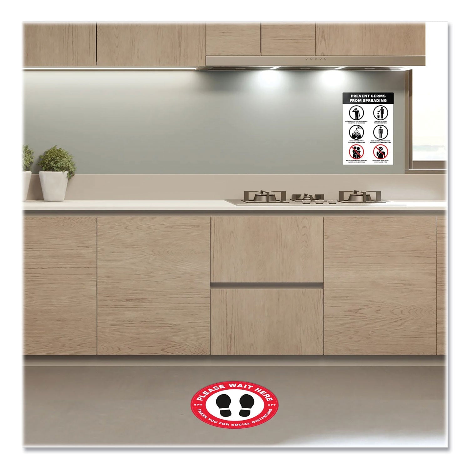 preprinted-surface-safe-wall-decals-7-x-10-prevent-germs-from-spreading-white-black-face-black-graphics-5-pack_ave83174 - 7