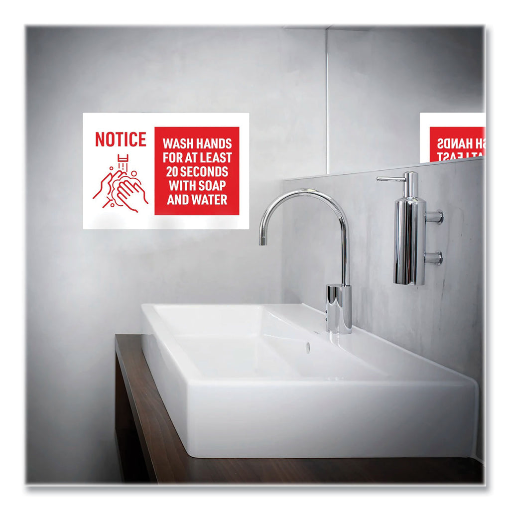 preprinted-surface-safe-wall-decals-10-x-7-wash-hands-for-at-least-20-seconds-white-red-face-red-graphics-5-pack_ave83175 - 3