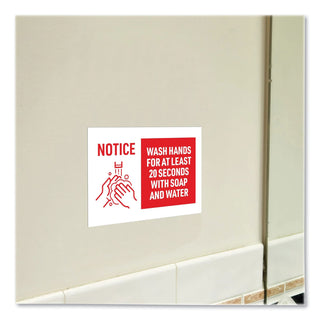 preprinted-surface-safe-wall-decals-10-x-7-wash-hands-for-at-least-20-seconds-white-red-face-red-graphics-5-pack_ave83175 - 5