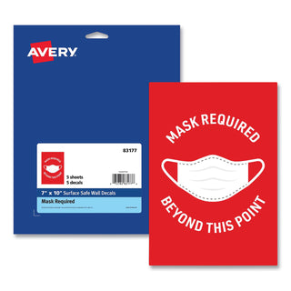 preprinted-surface-safe-wall-decals-7-x-10-mask-required-beyond-this-point-red-face-white-graphics-5-pack_ave83177 - 1