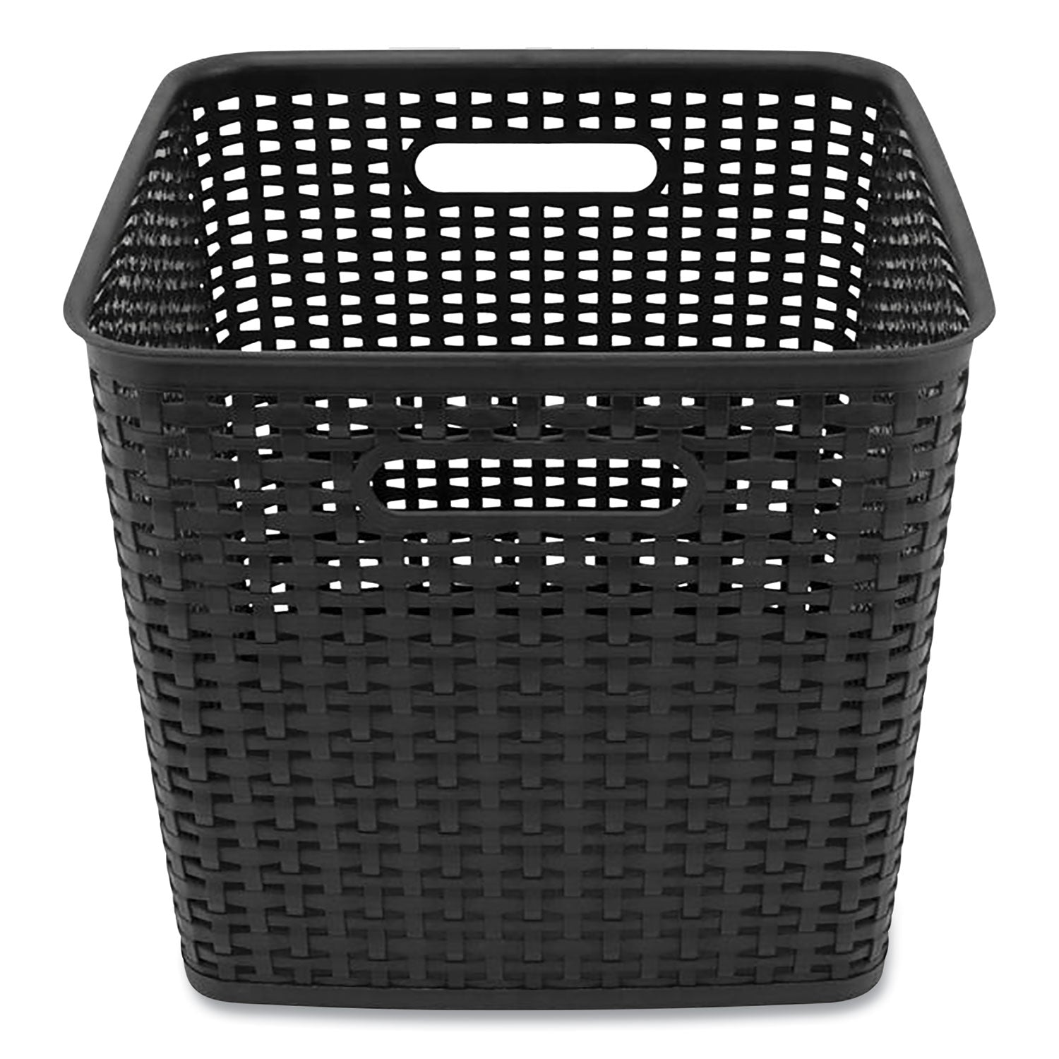 Plastic Weave Bin, Extra Large, 12.6" x 11.1" x 16.6", Black