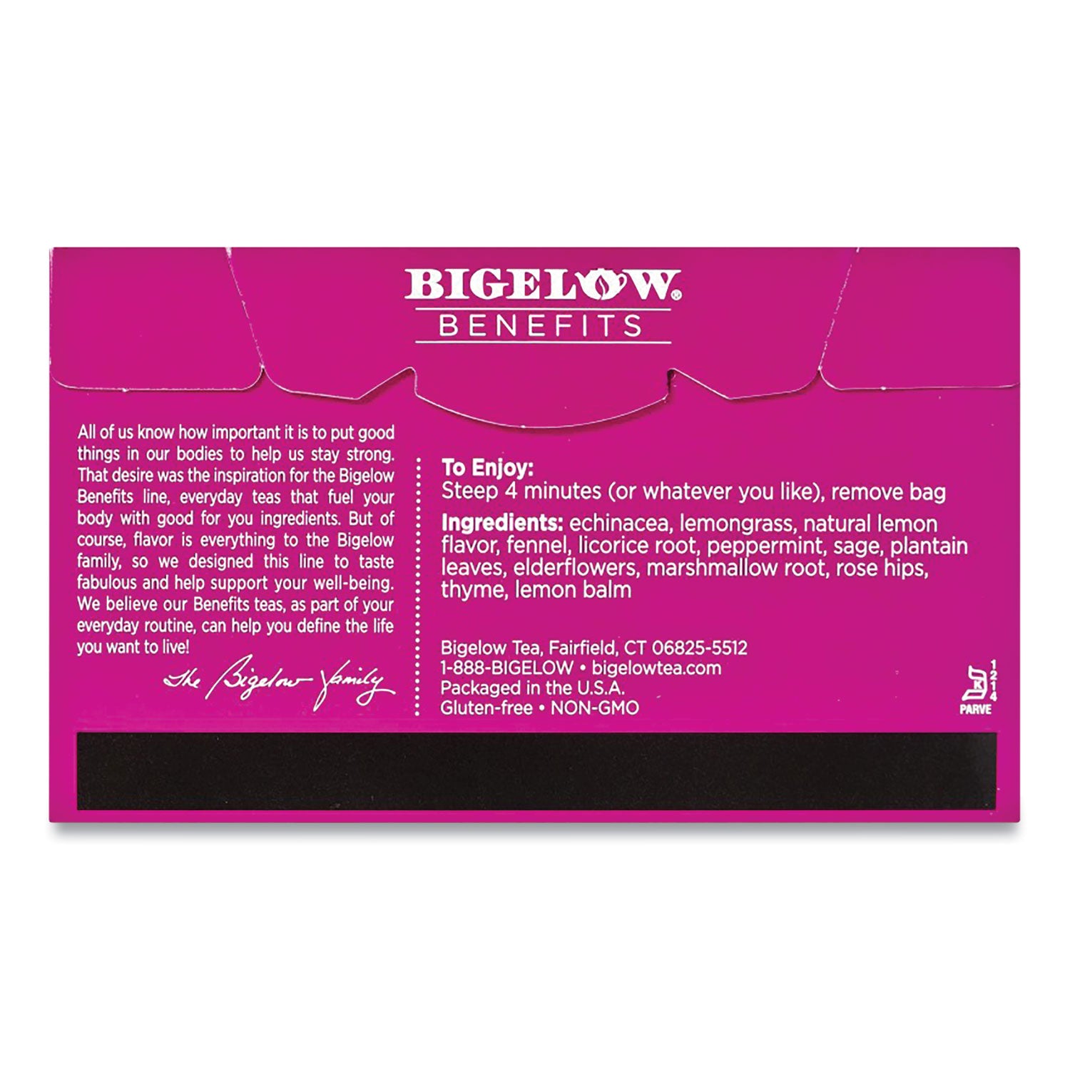 Benefits Lemon and Echinacea Herbal Tea Bags, 0.6 oz Tea Bag, 18/Box