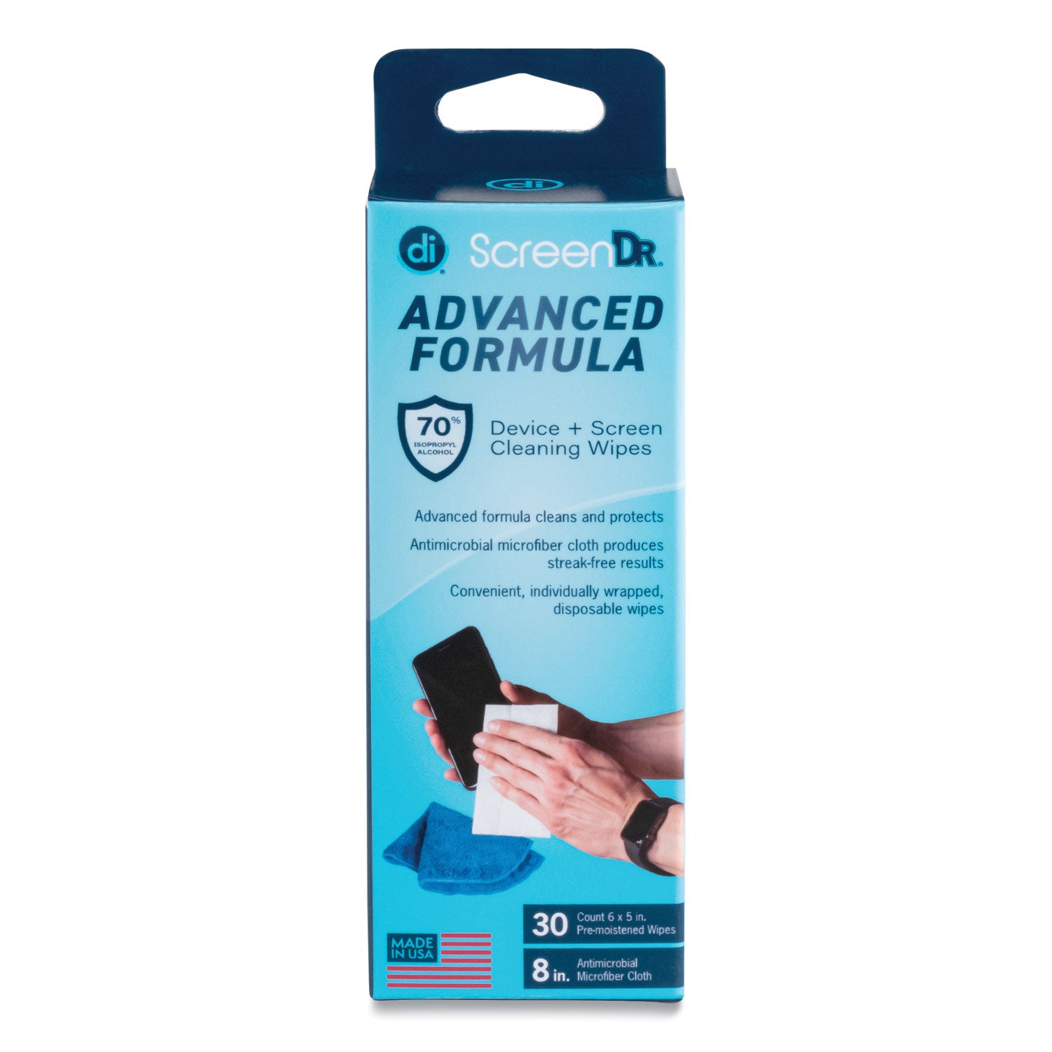 screendr-device-and-screen-cleaning-wipes-includes-30-individually-wrapped-wipes-and-8-microfiber-cloth-6-x-5-white_dgv32346 - 1