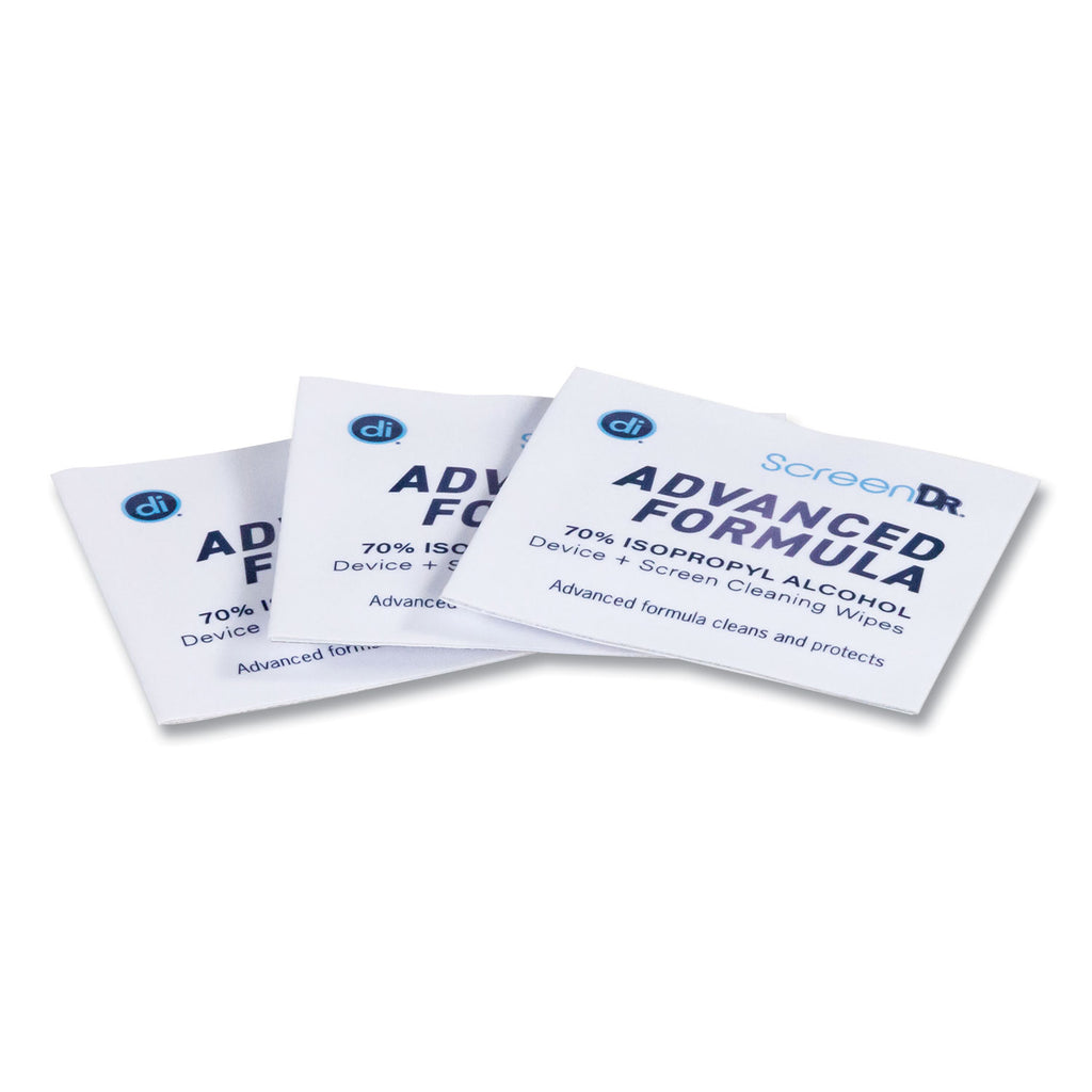 ScreenDr Device and Screen Cleaning Wipes, Includes 60 Individually Wrapped Wipes and 8" Microfiber Cloth, 6 x 5, White