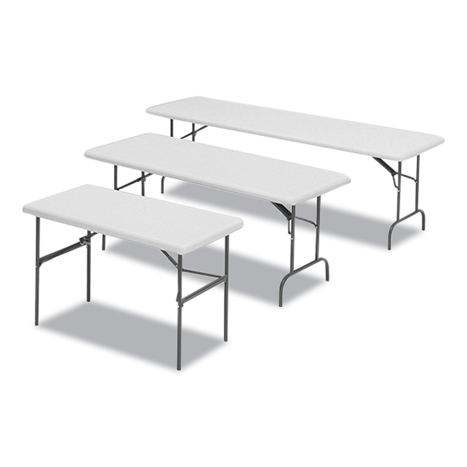 IndestrucTables Too 600 Series Folding Table, Rectangular, 96" x 30" x 29", Platinum