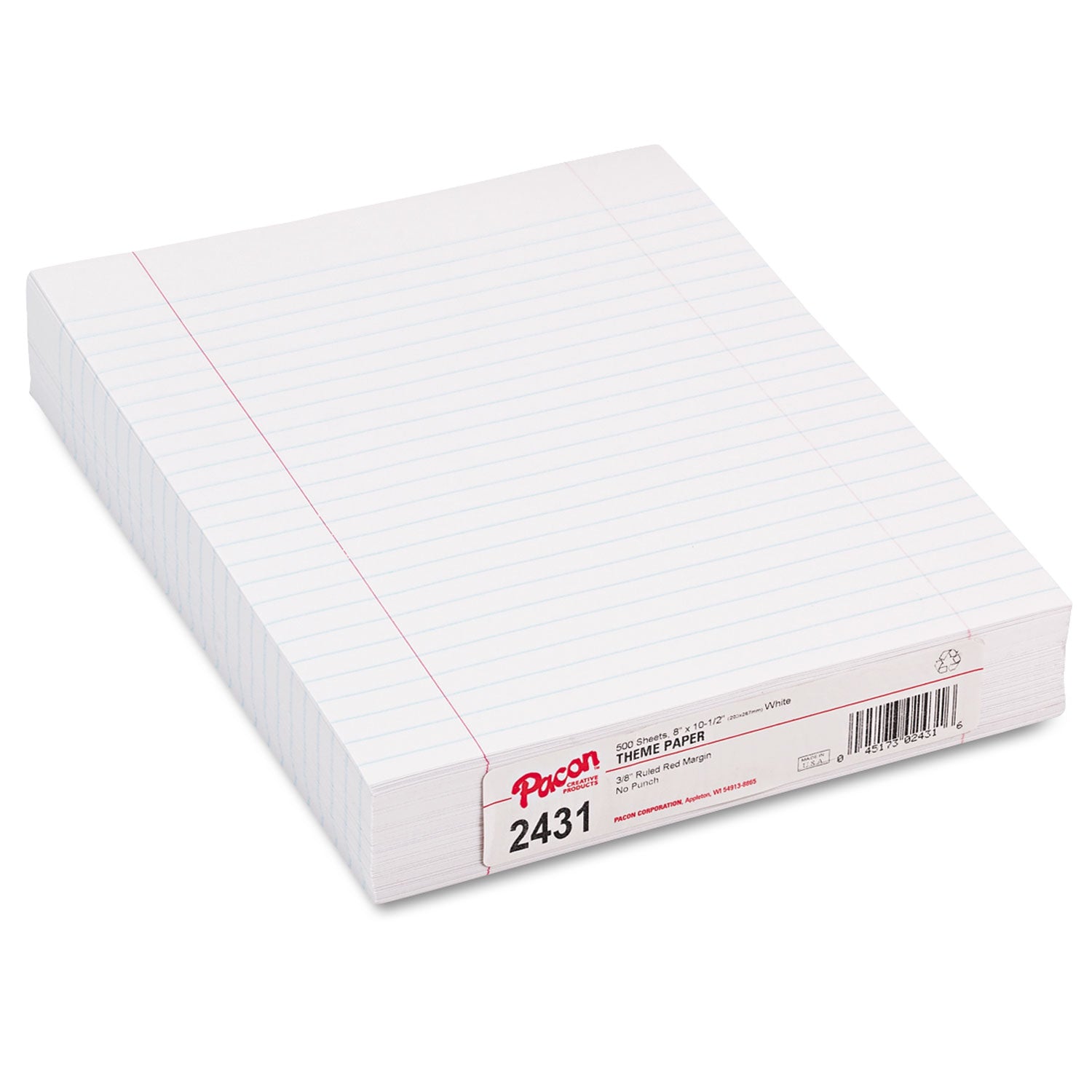 Composition Paper, 8 x 10.5, Wide/Legal Rule, 500/Pack - 