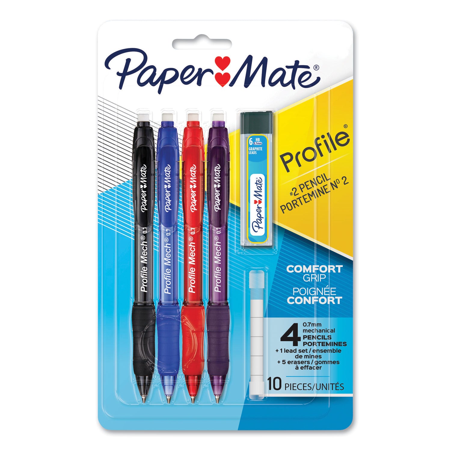 profile-mechanical-pencils-07-mm-hb-#2-black-lead-assorted-barrel-colors-4-pack_pap2105703 - 1