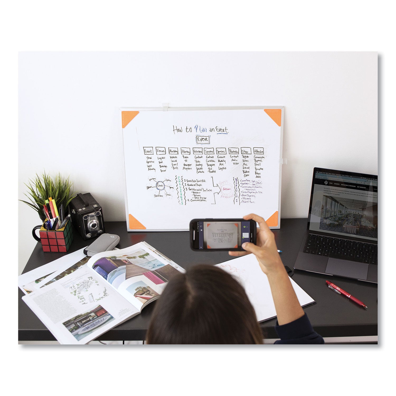 Beacons Smart Stickers for Whiteboards, Triangles, Orange, 2.5"h, 4/Pack