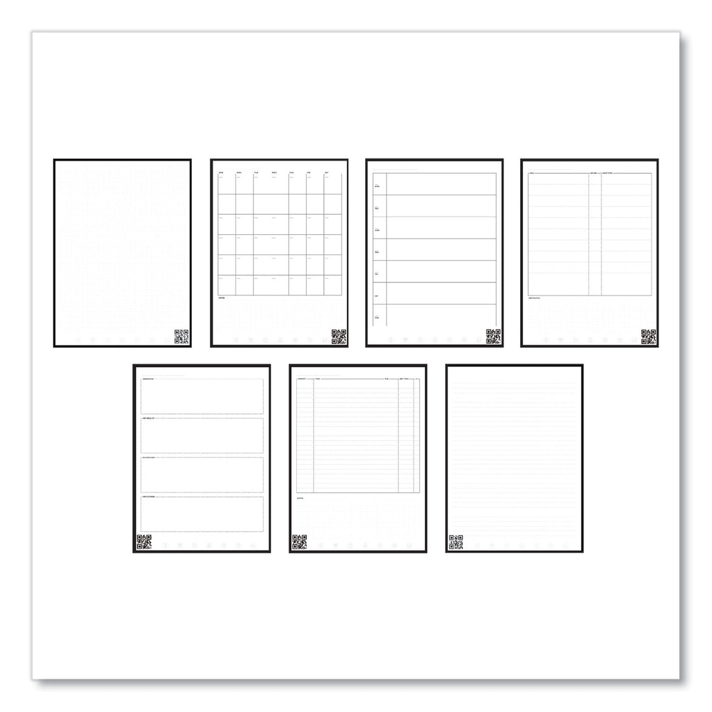 Fusion Smart Notebook, Seven Assorted Page Formats, Black Cover, (21) 11 x 8.5 Sheets