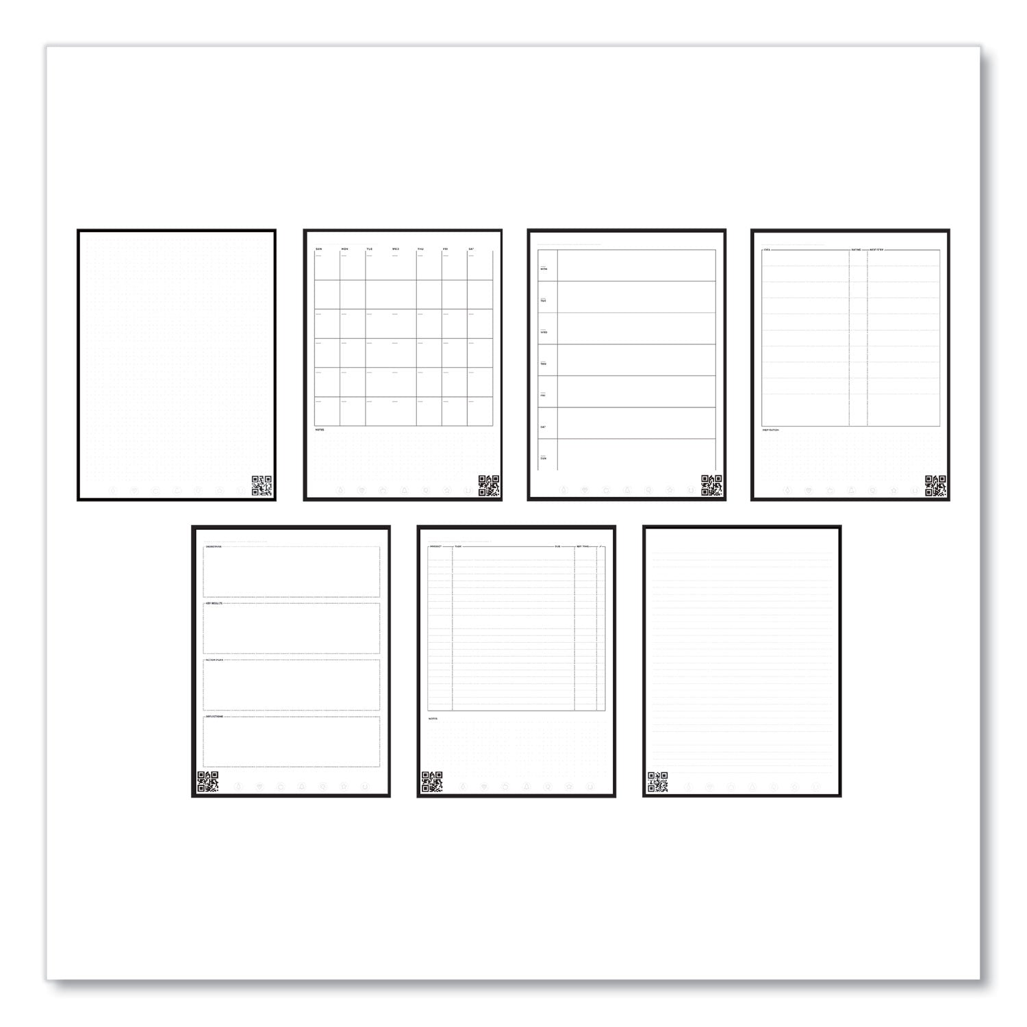 Fusion Smart Notebook, Seven Assorted Page Formats, Black Cover, (21) 11 x 8.5 Sheets