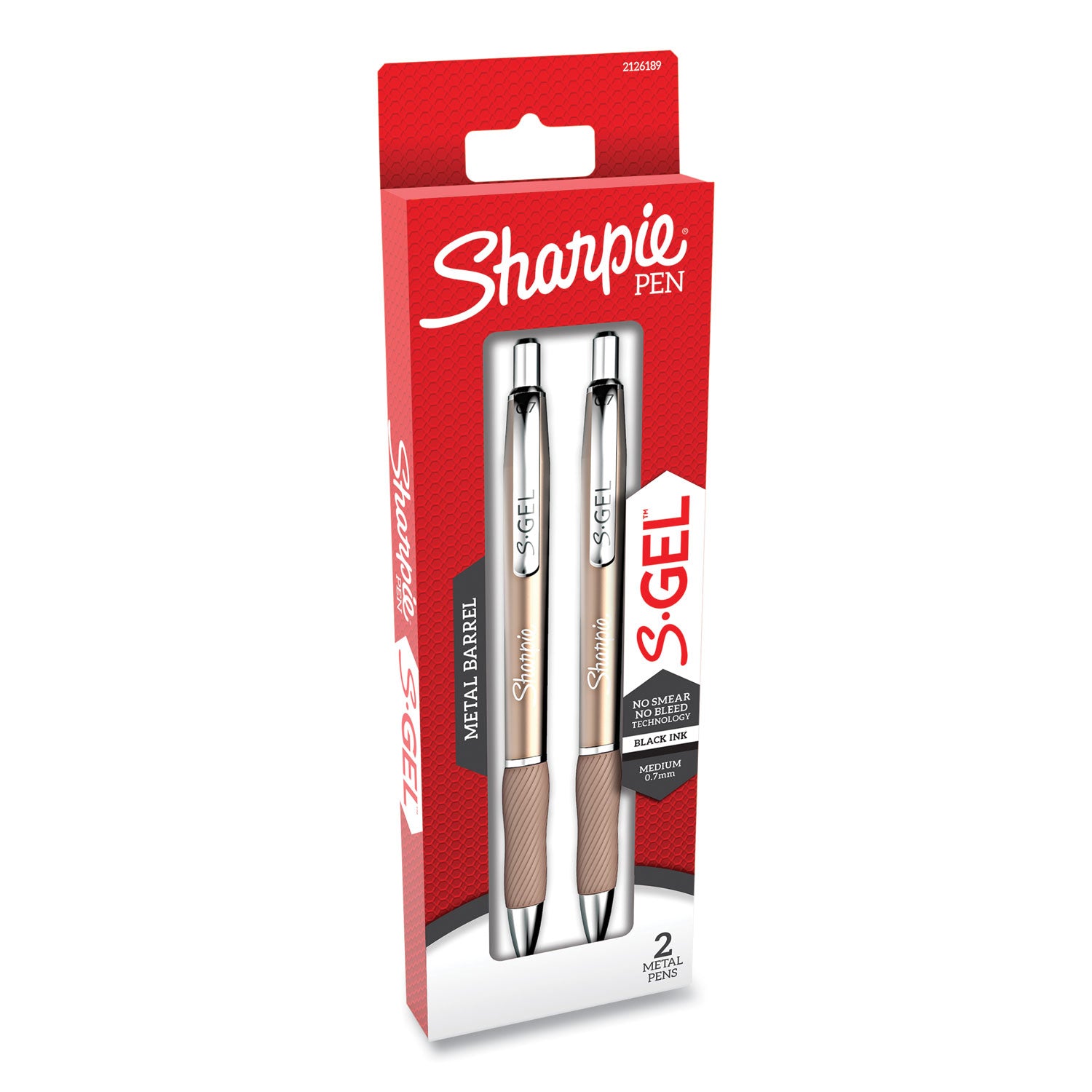 Sharpie S-Gel Pens - 0.7 mm Pen Point Size - Black - Champagne Metal Barrel - 2 / Pack
