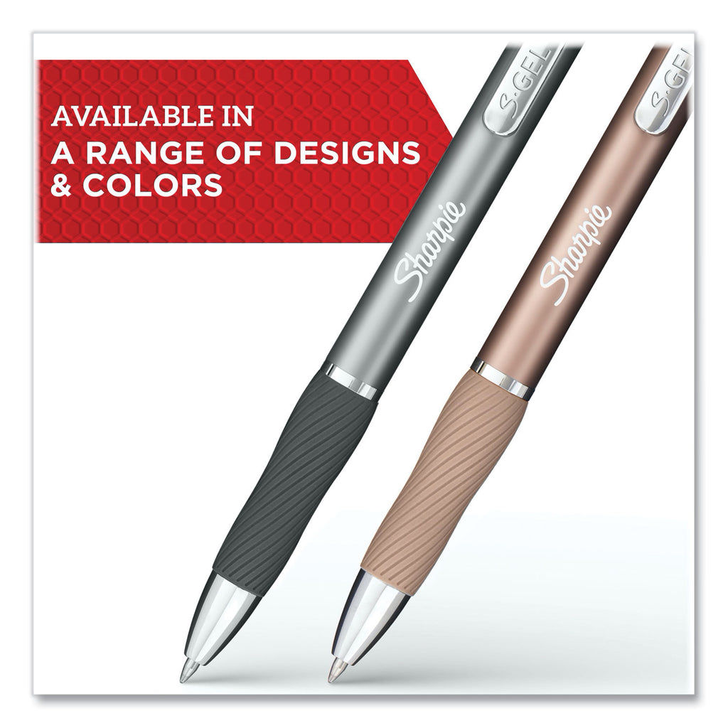 Sharpie S-Gel Pens - 0.7 mm Pen Point Size - Black - Champagne Metal Barrel - 2 / Pack