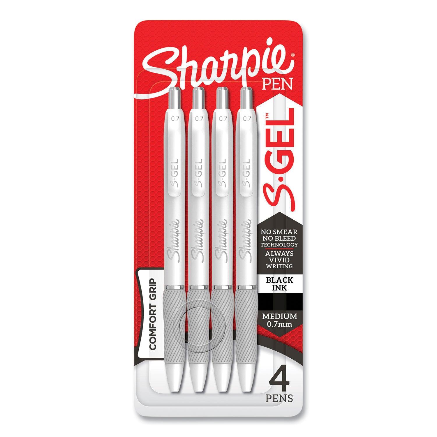 s-gel-fashion-barrel-gel-pen-retractable-medium-07-mm-black-ink-pearl-white-barrel-4-pack_san2126207 - 2