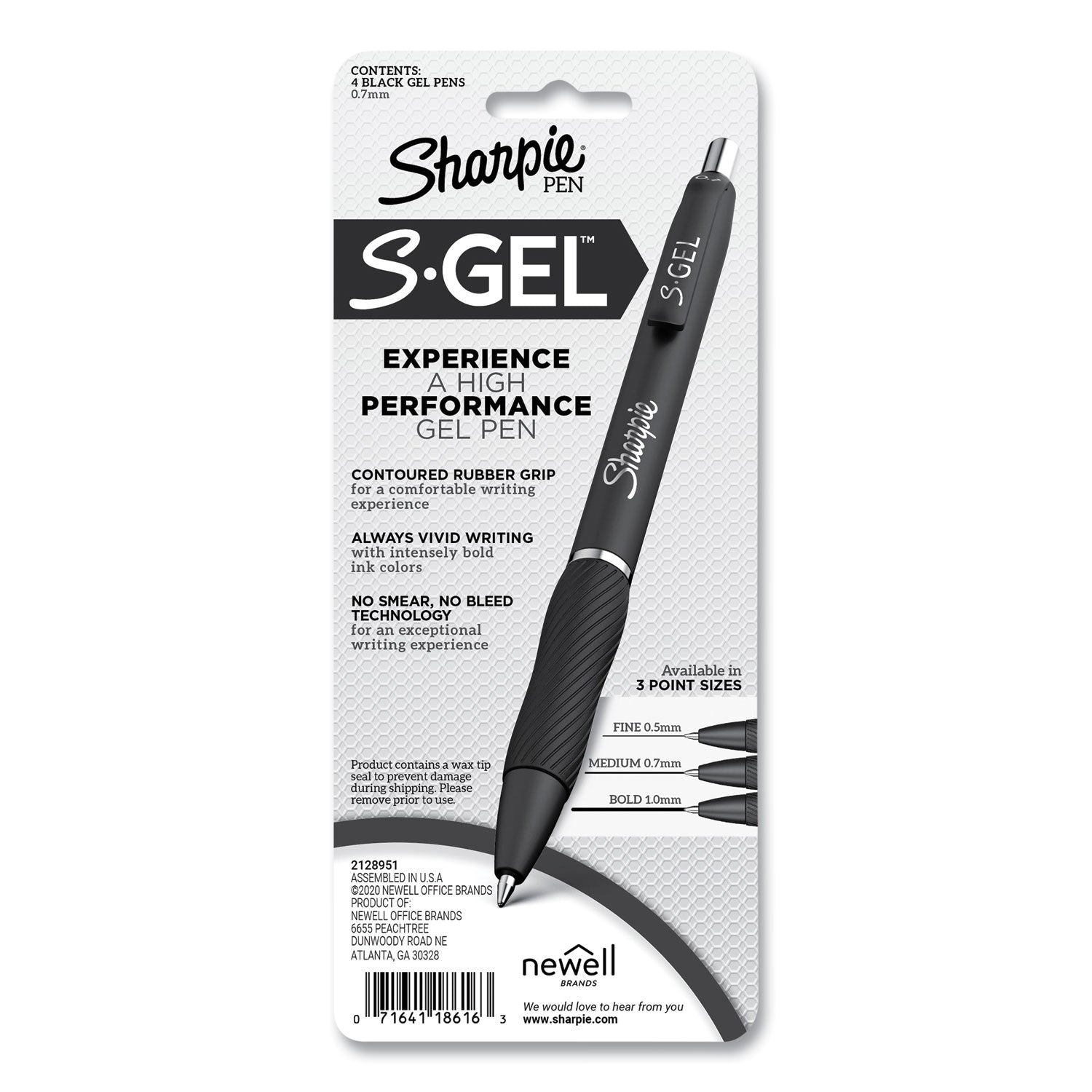 s-gel-fashion-barrel-gel-pen-retractable-medium-07-mm-black-ink-pearl-white-barrel-4-pack_san2126207 - 4