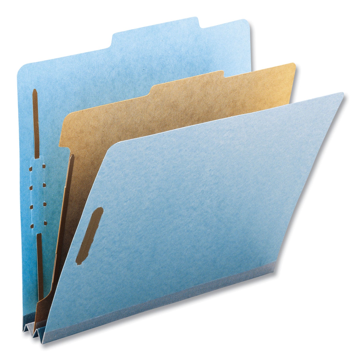 Recycled Pressboard Classification Folders, 2" Expansion, 1 Divider, 4 Fasteners, Letter Size, Blue Exterior, 10/Box - 
