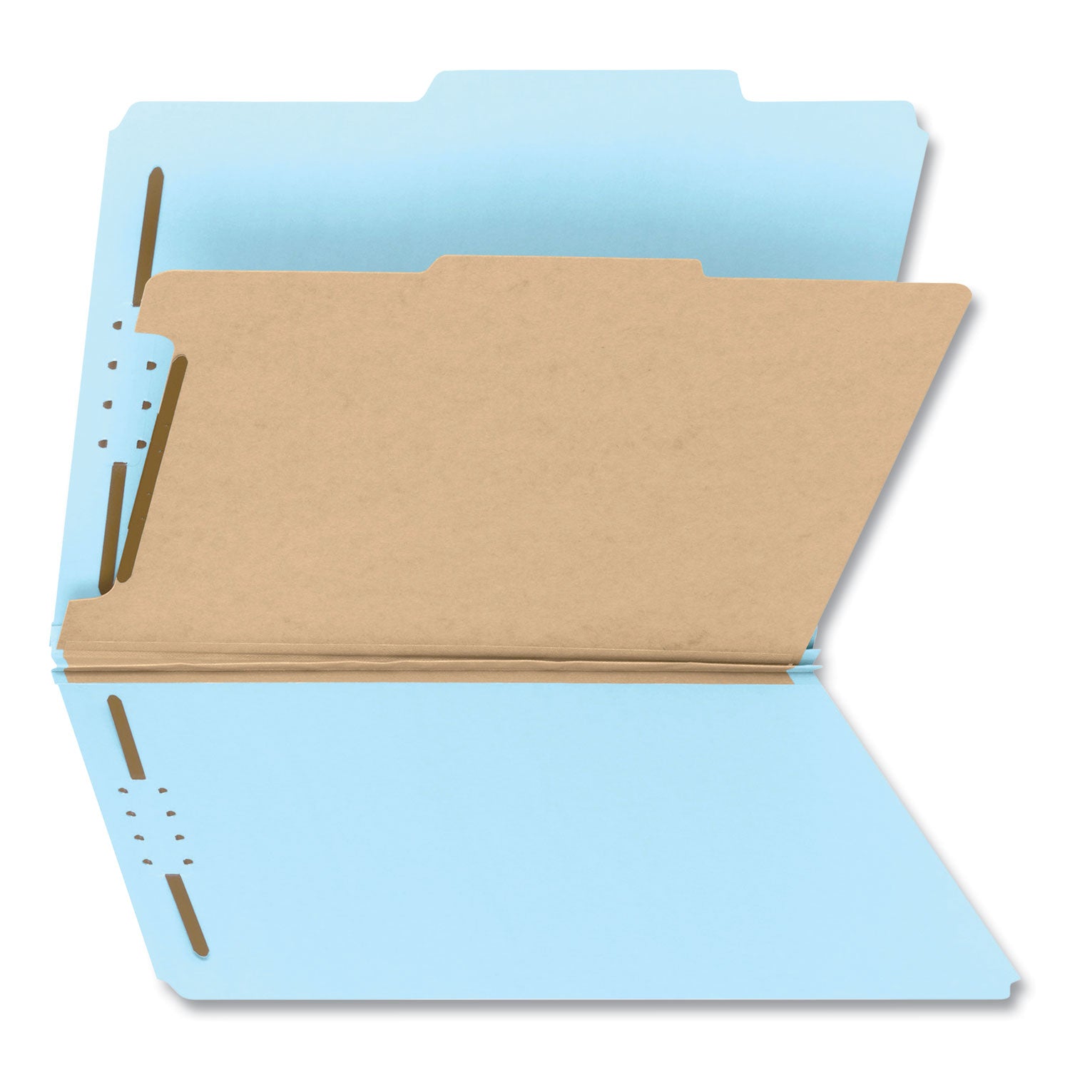 Recycled Pressboard Classification Folders, 2" Expansion, 1 Divider, 4 Fasteners, Letter Size, Blue Exterior, 10/Box - 