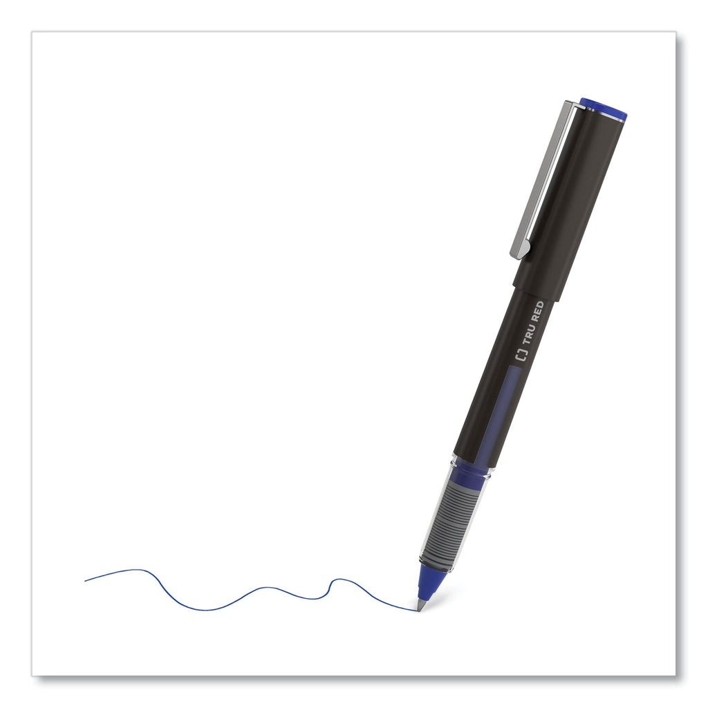 roller-ball-pen-stick-fine-05-mm-blue-ink-black-blue-clear-barrel-3-pack_tud57320 - 3