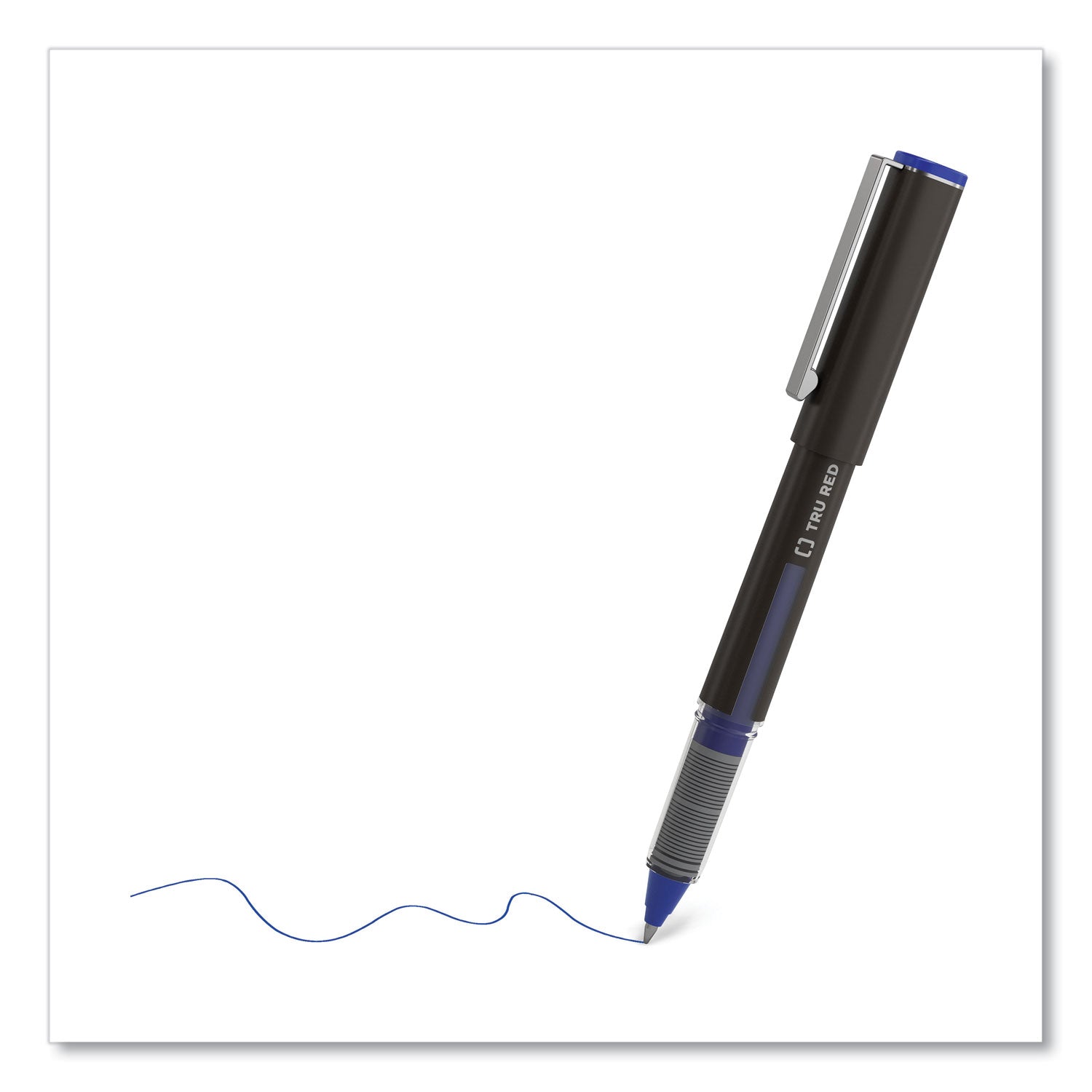 roller-ball-pen-stick-fine-05-mm-blue-ink-black-blue-clear-barrel-3-pack_tud57320 - 3