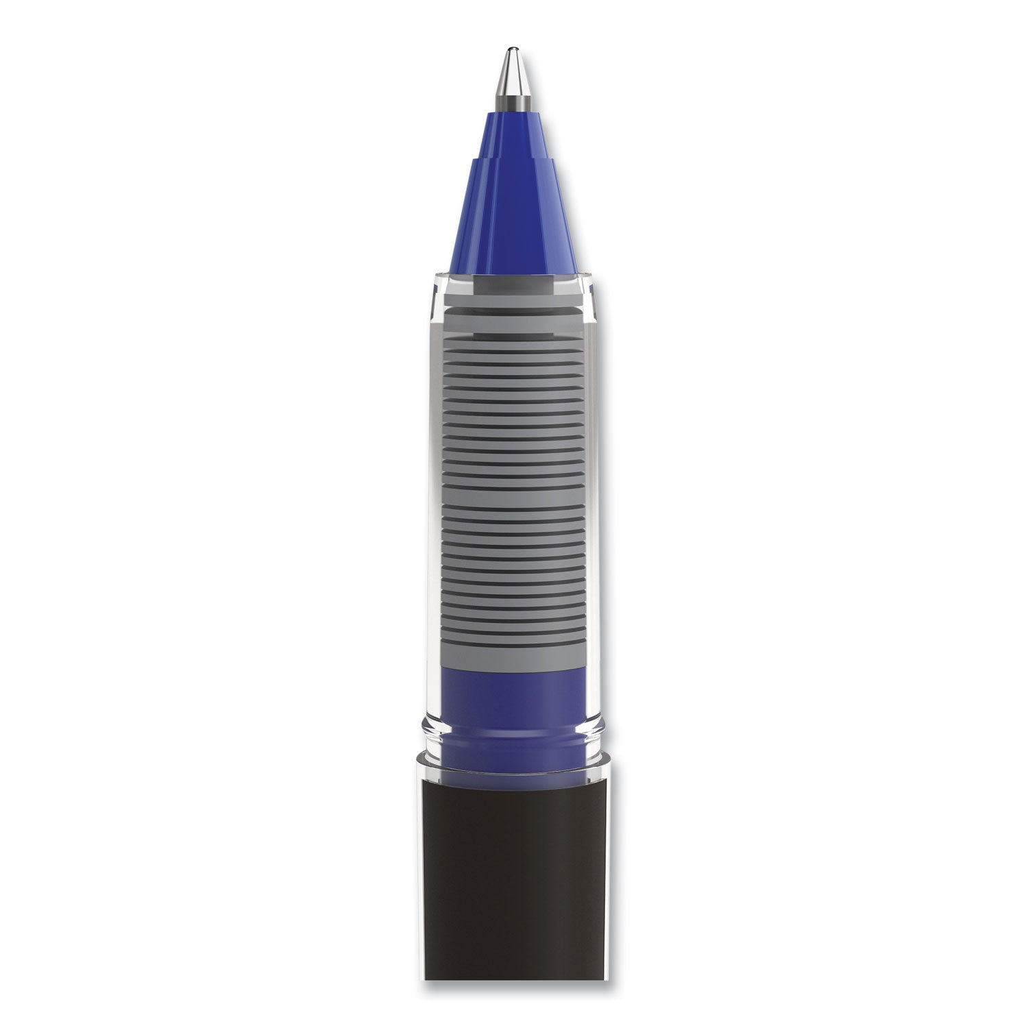 roller-ball-pen-stick-fine-05-mm-blue-ink-black-blue-clear-barrel-3-pack_tud57320 - 4