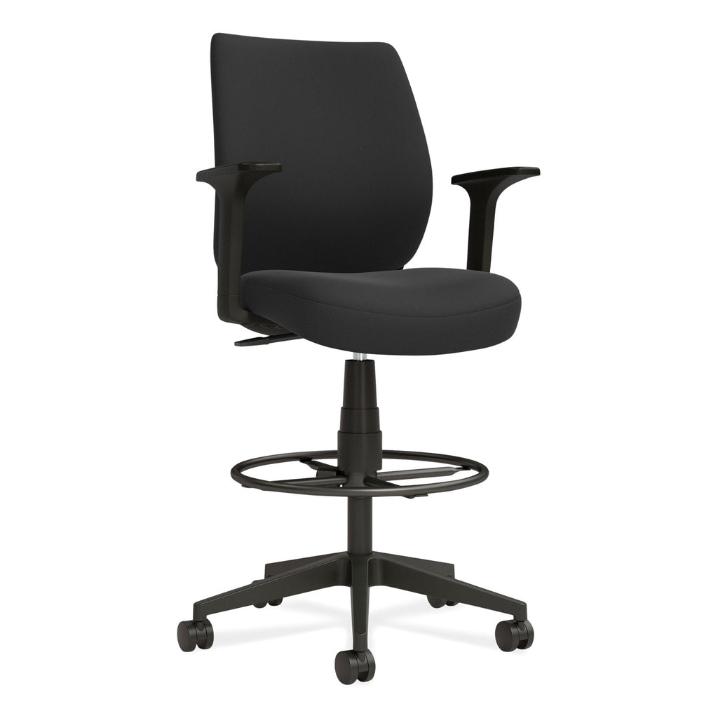 essentials-fabric-drafting-stool-with-arms-supports-up-to-275-lb-black-seat-back-black-base_uos59388 - 1