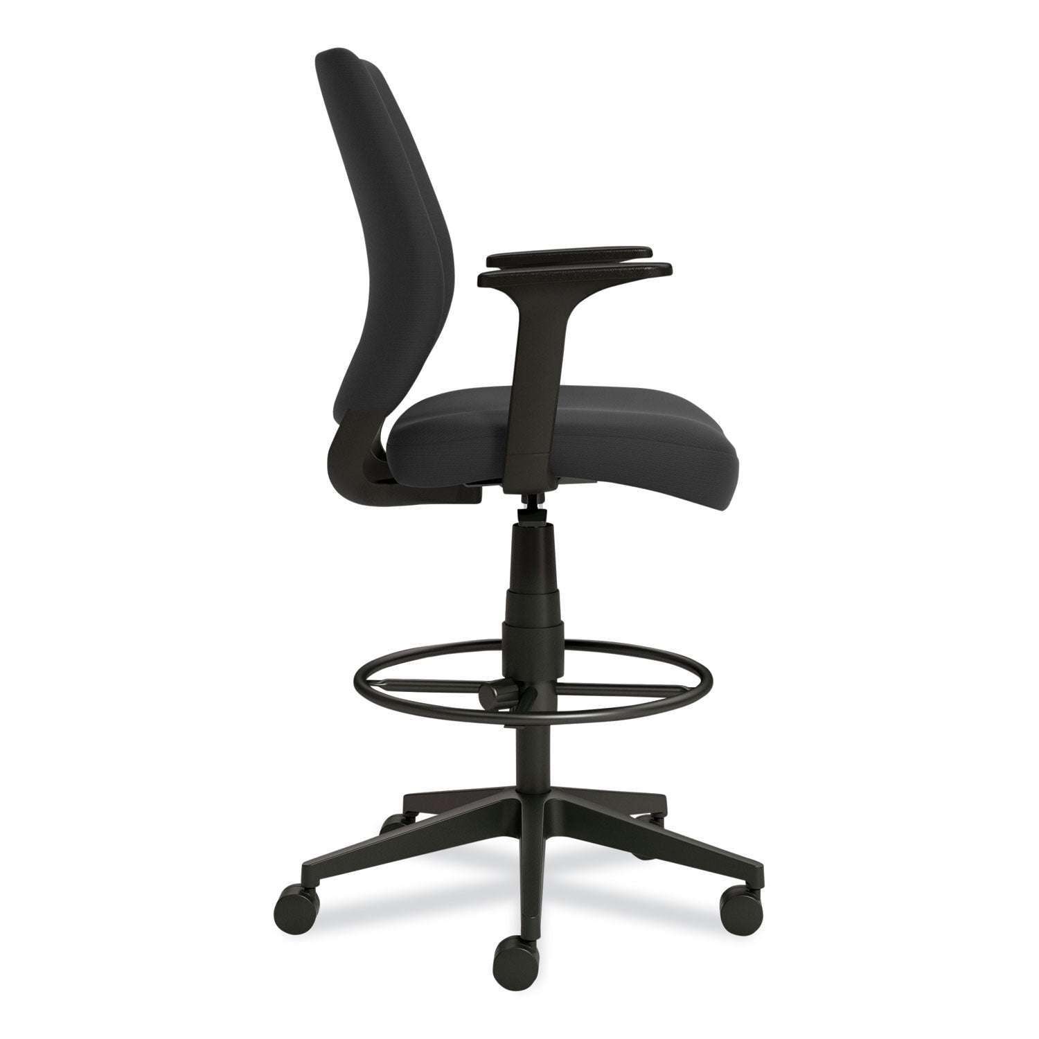 essentials-fabric-drafting-stool-with-arms-supports-up-to-275-lb-black-seat-back-black-base_uos59388 - 2