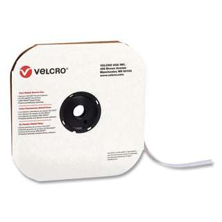 Sticky-Back Fasteners, Loop Side, 0.63" x 75 ft, White