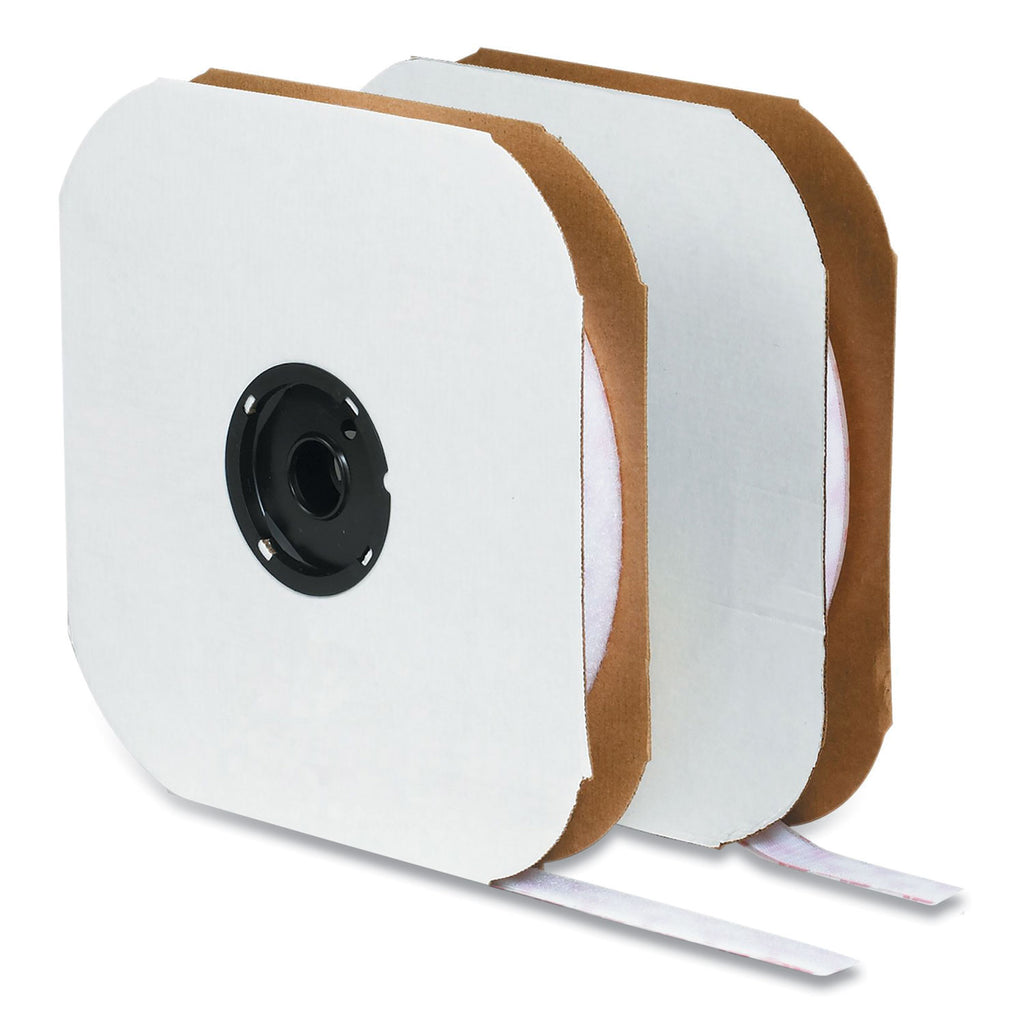 Sticky-Back Fasteners, Loop Side, 0.63" x 75 ft, White