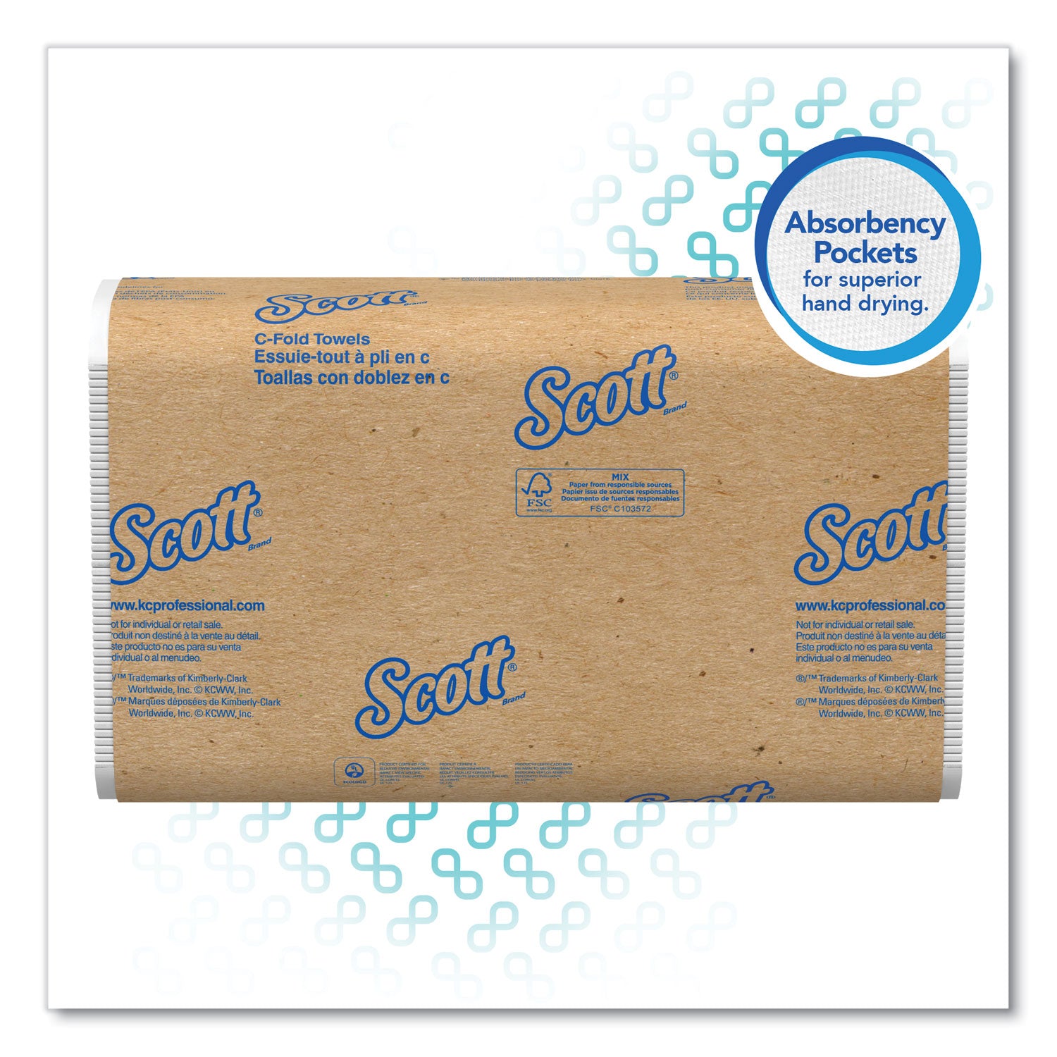 Essential C-Fold Towels for Business, Absorbency Pockets, 1-Ply, 10.13 x 13.15, White, 200/Pack, 12 Packs/Carton - 