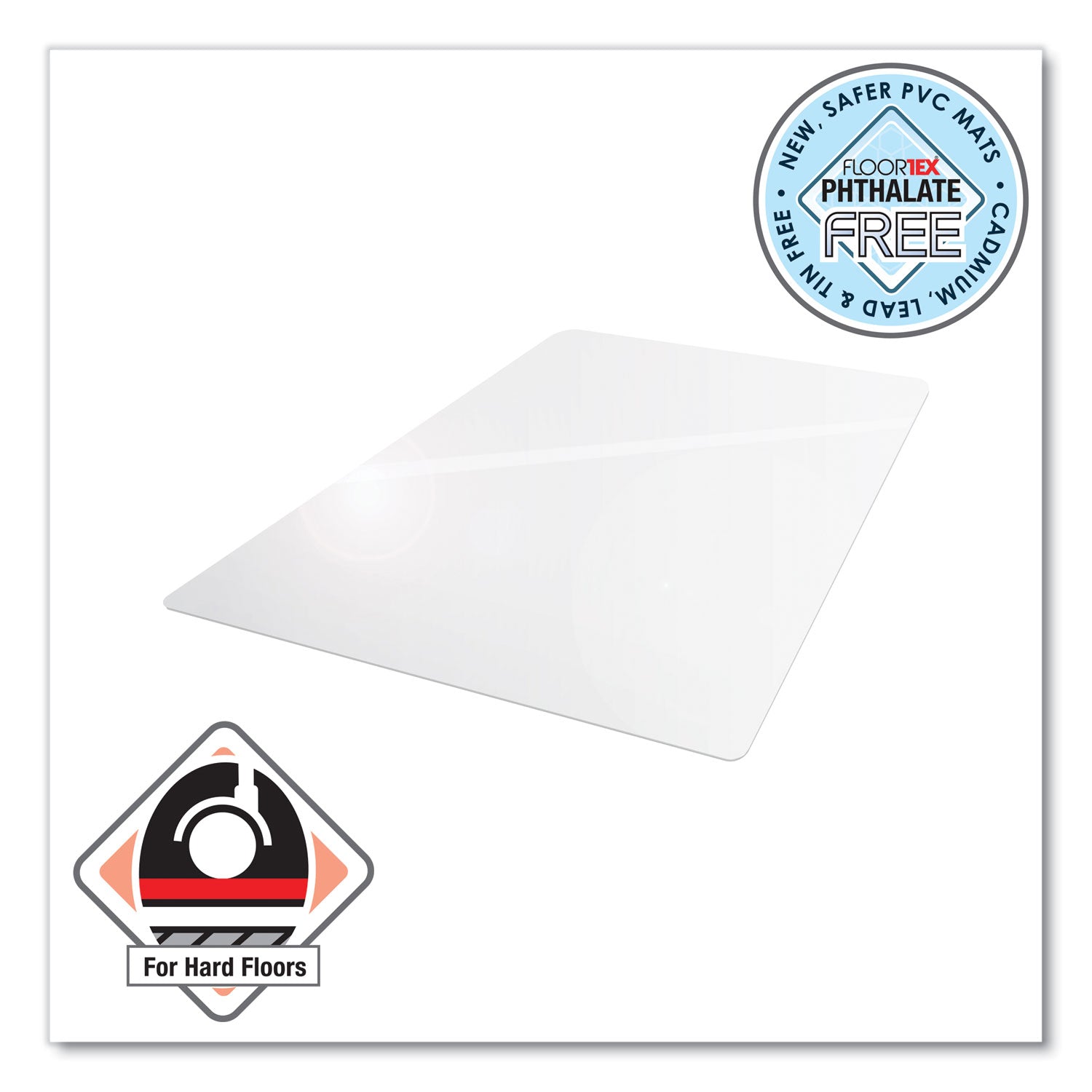 Cleartex Advantagemat Phthalate Free PVC Chair Mat for Hard Floors, 53 x 45, Clear - 