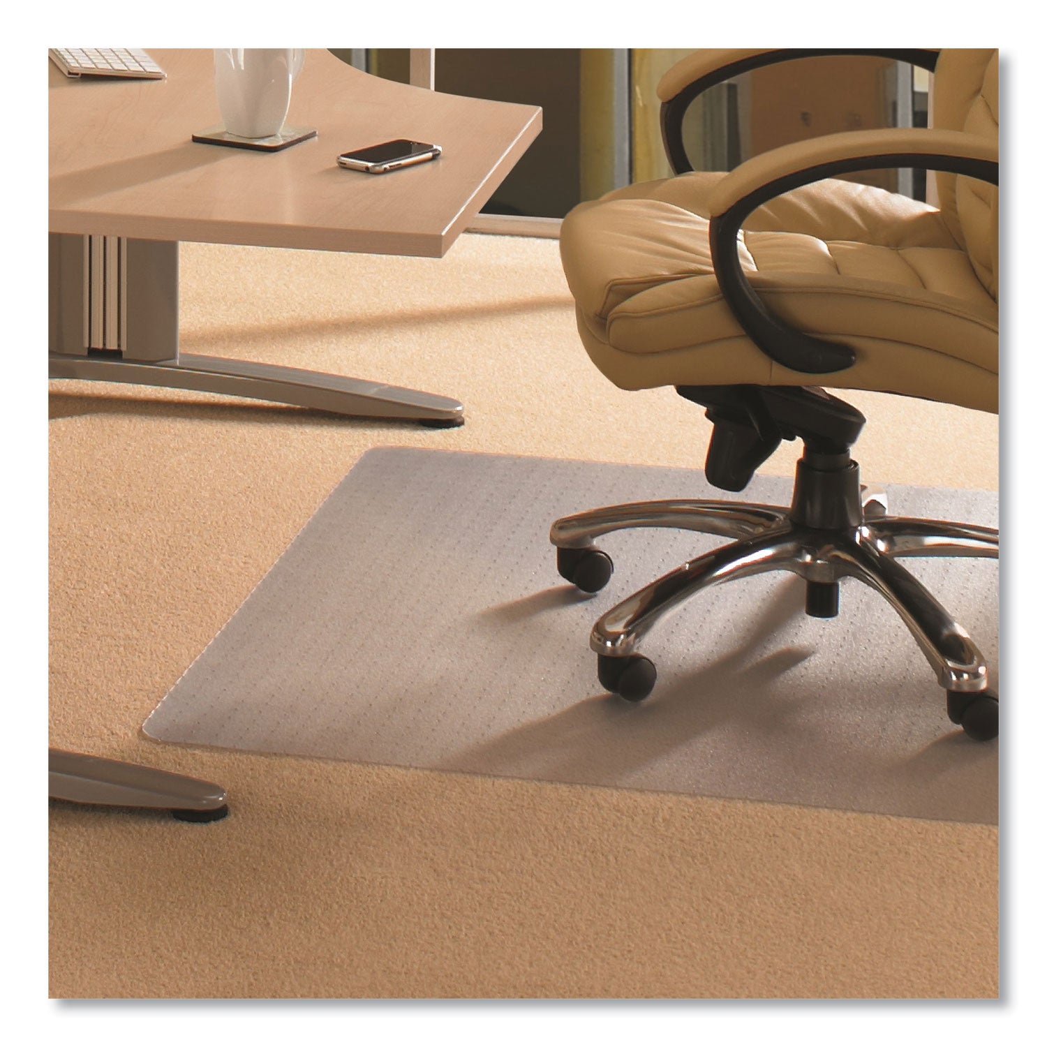 Cleartex Advantagemat Phthalate Free PVC Chair Mat for Low Pile Carpet, 60 x 48, Clear - 