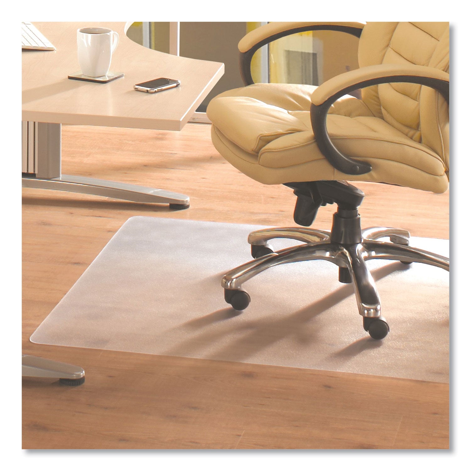 Cleartex Advantagemat Phthalate Free PVC Chair Mat for Hard Floors, 53 x 45, Clear - 