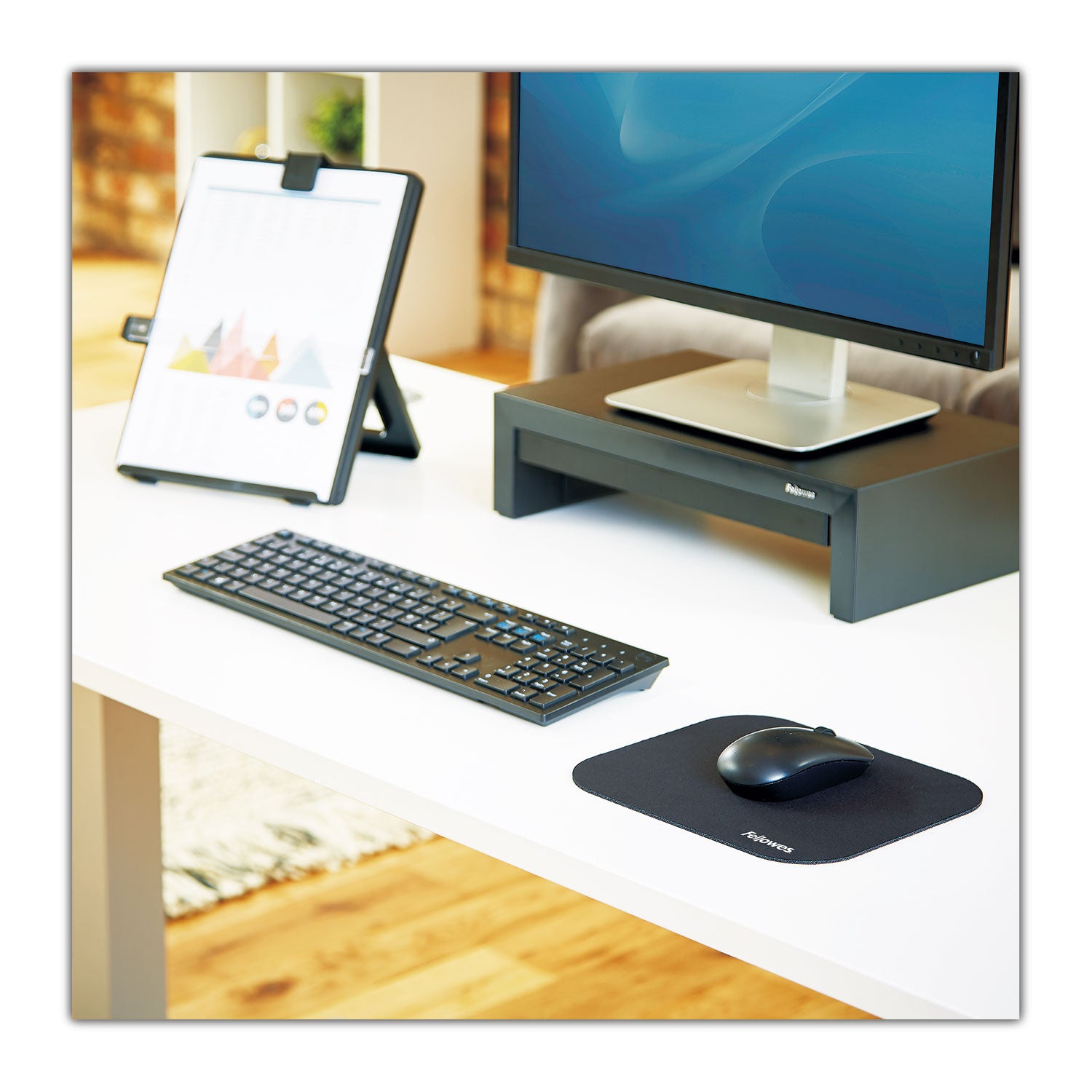 Polyester Mouse Pad, 9 x 8, Black - 
