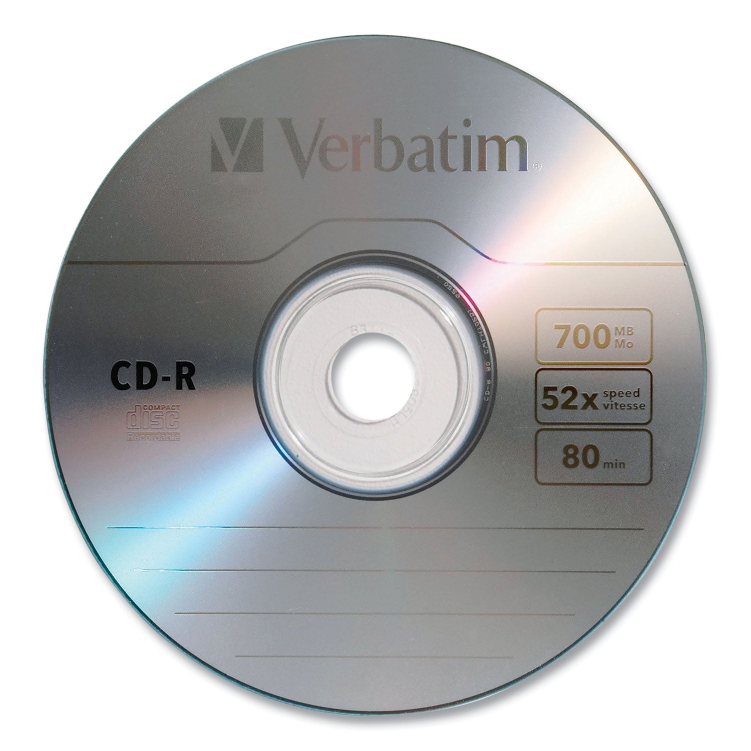 CD-R Recordable Disc, 700 MB/80 min, 52x, Slim Jewel Case, Silver, 10/Pack - 