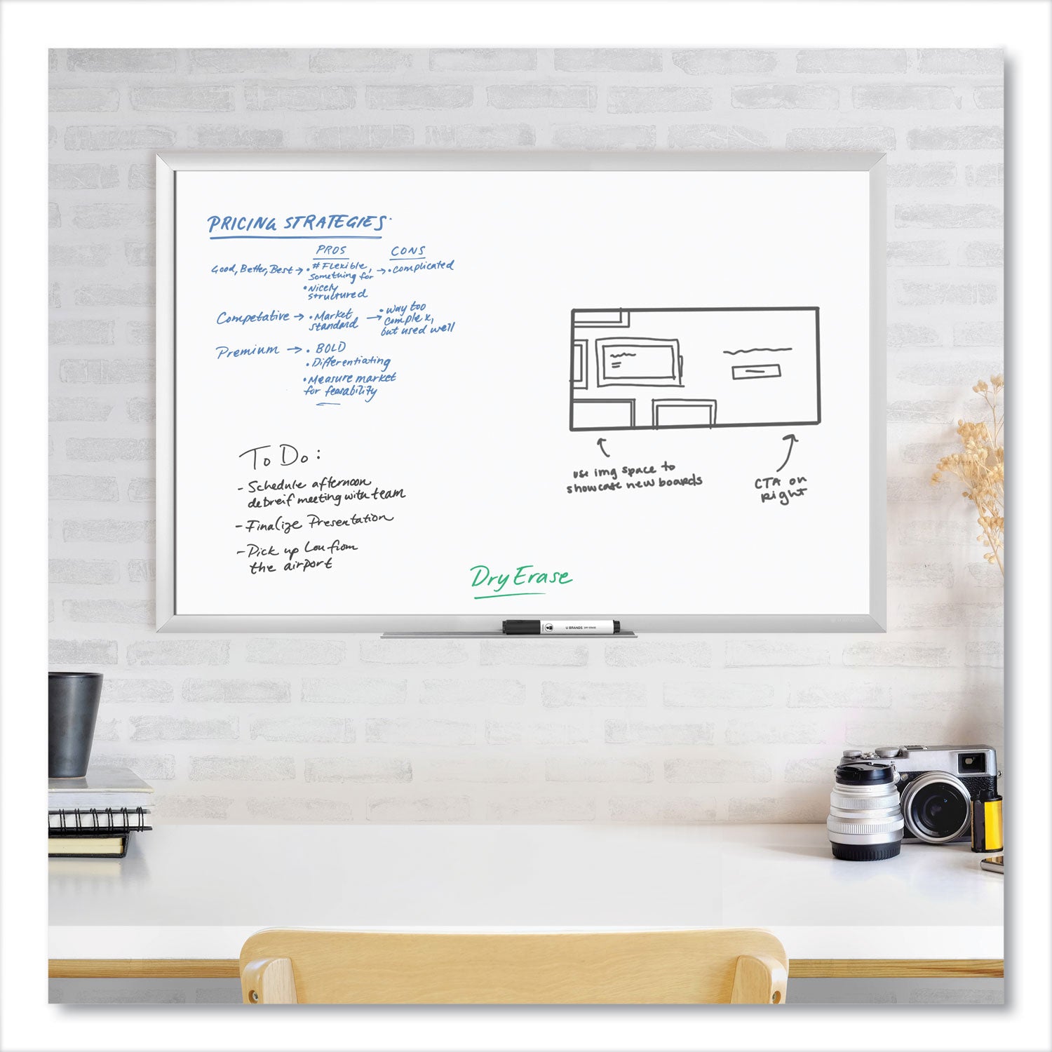 melamine-dry-erase-board-35-x-23-white-surface-silver-frame_ubr031u0001 - 3