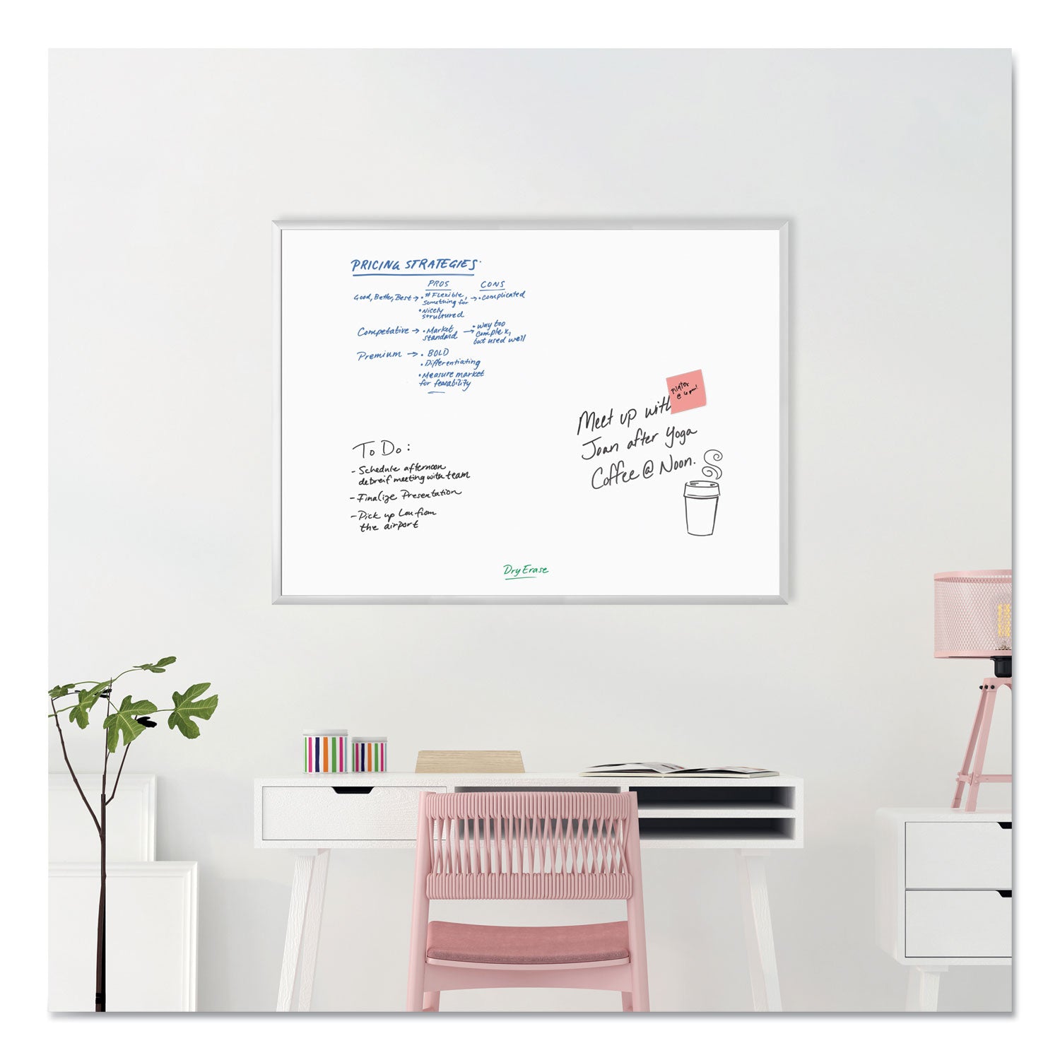 melamine-dry-erase-board-47-x-35-white-surface-silver-frame_ubr032u0001 - 2