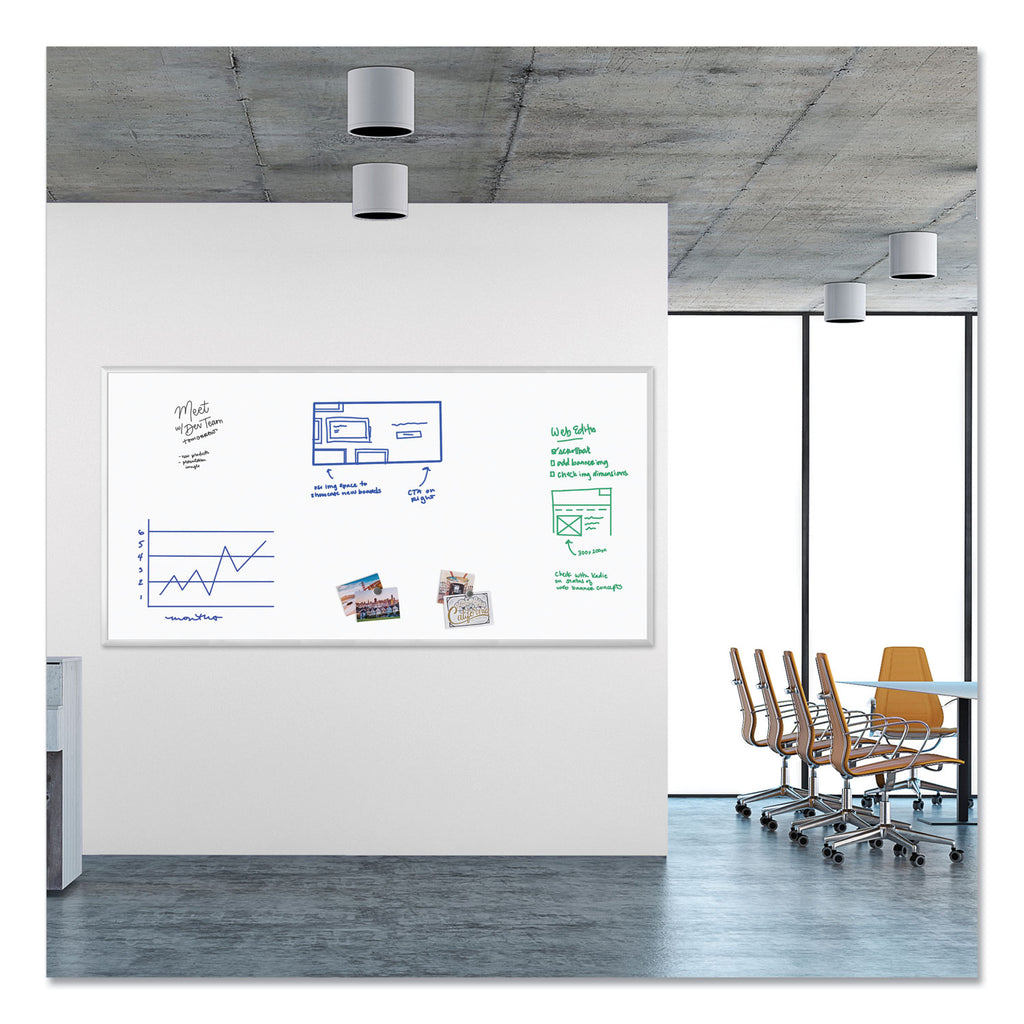 Magnetic Dry Erase Board with Aluminum Frame, 95 x 47, White Surface, Silver Frame
