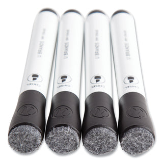Chisel Tip Low-Odor Dry-Erase Markers with Erasers, Broad Chisel Tip, Black, Dozen