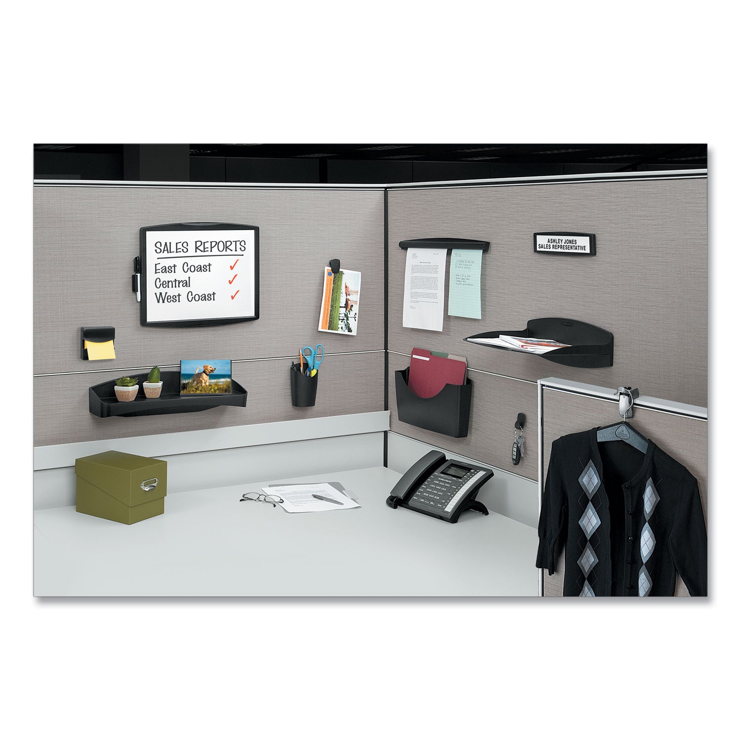 Partition Additions Clips, 40 Sheet Capacity, Dark Graphite, 4/Pack