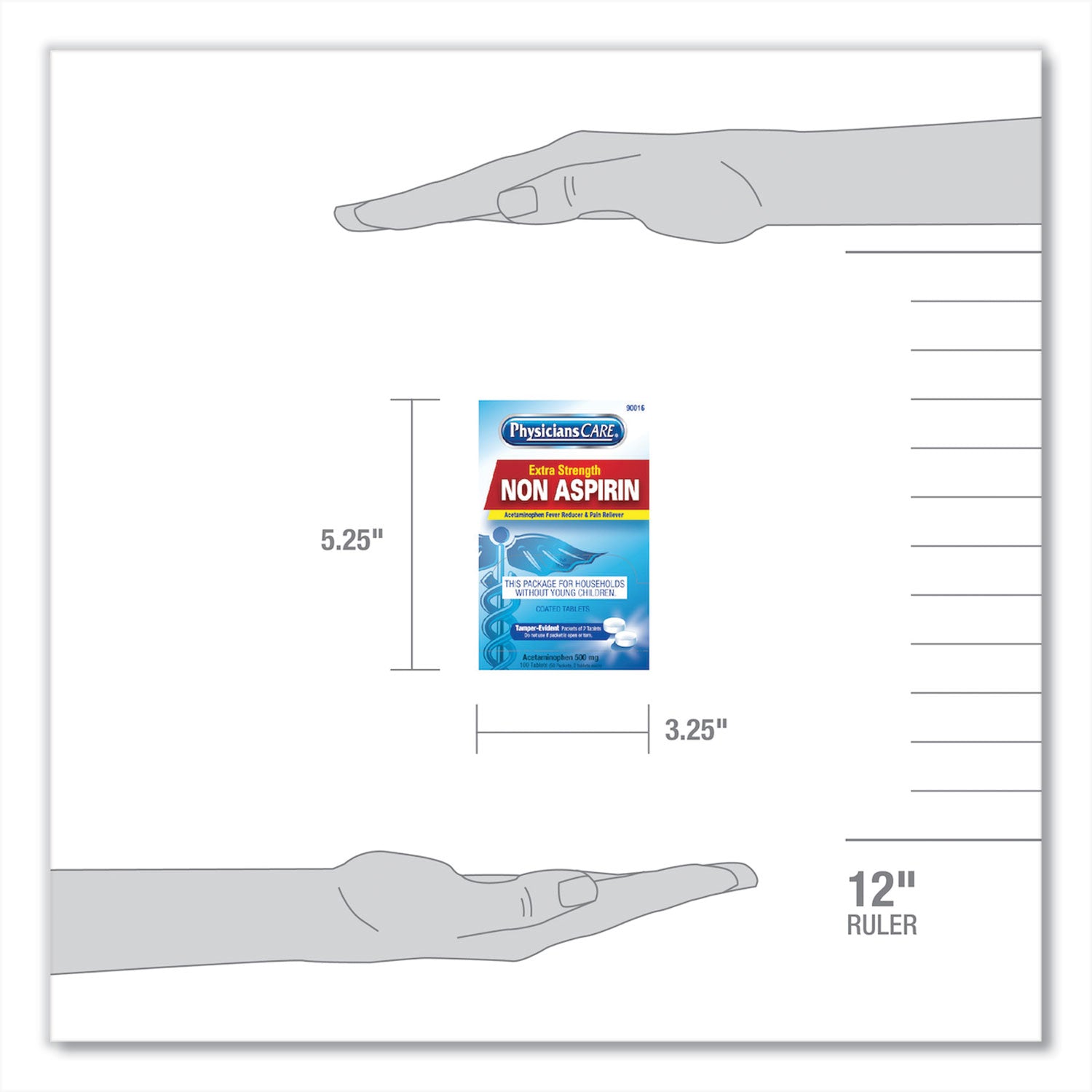 Non Aspirin Acetaminophen Medication, Two-Pack, 50 Packs/Box